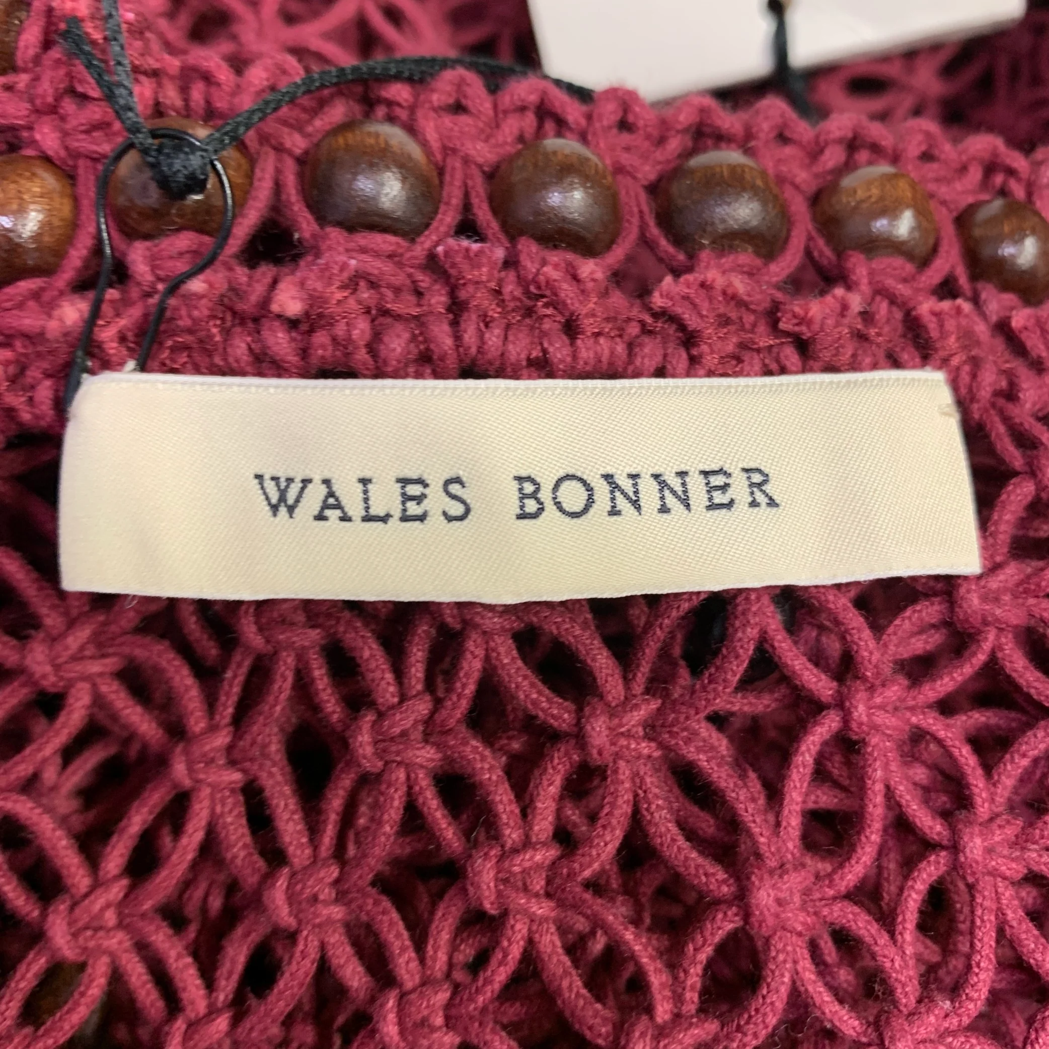 WALES BONNER Size S Burgundy Cotton Beaded Sleeveless Long Dress - Image 6