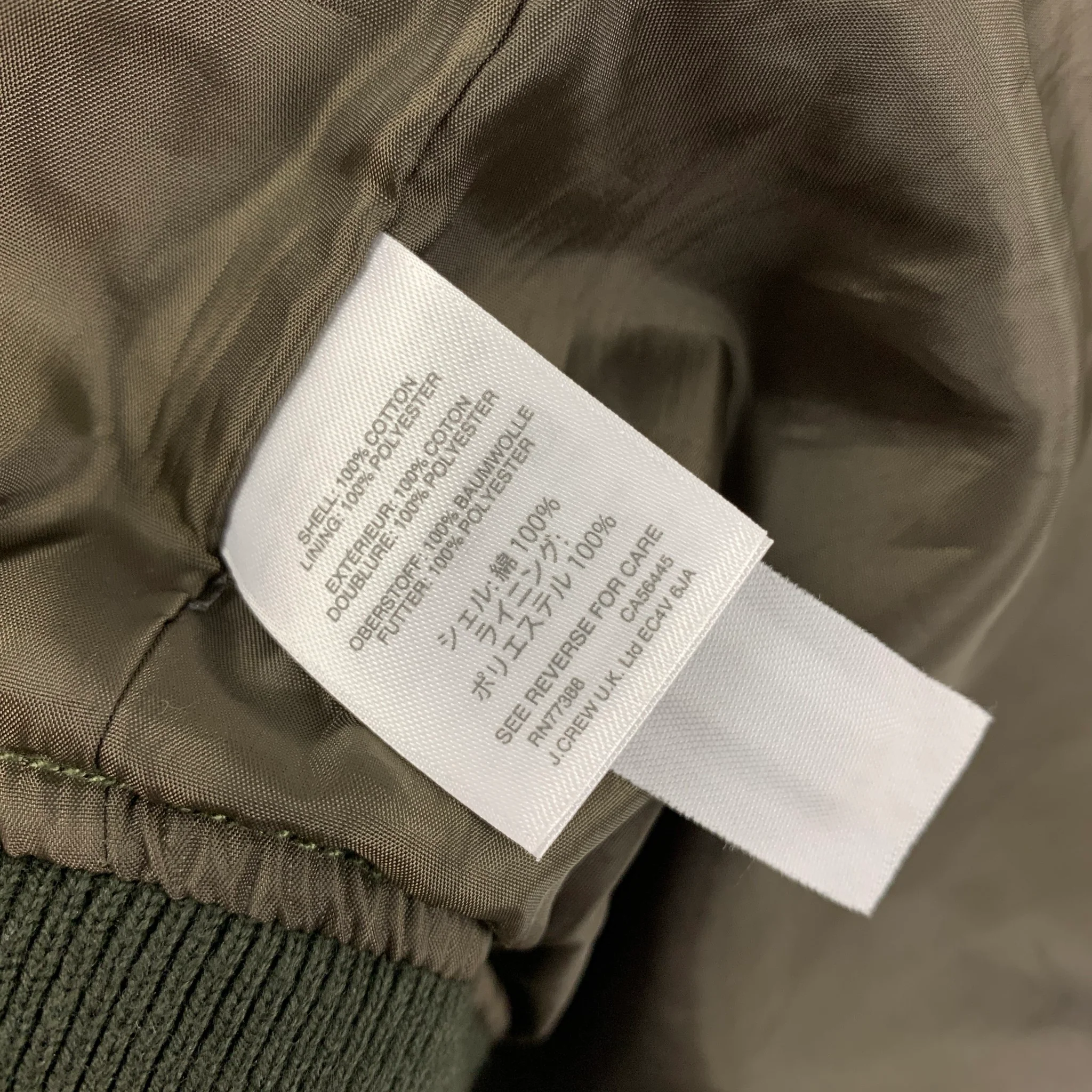 WALLACE & BARNES Size M Olive Brown Camouflage Cotton Bomber Jacket - Image 4