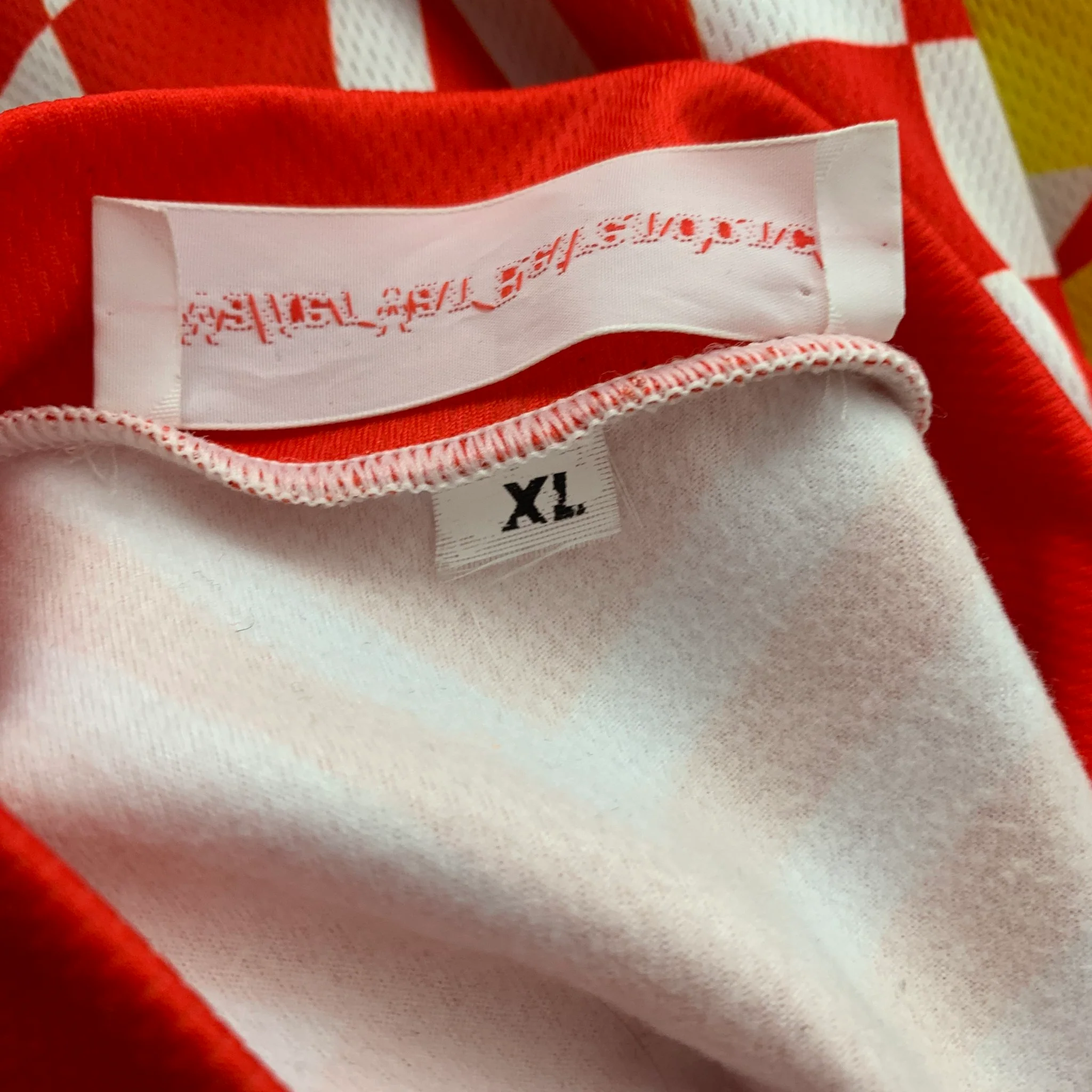 WALTER VAN BEIRENDONCK FW14 Size XL Red White Graphic Nylon Jersey Bike Top - Image 5