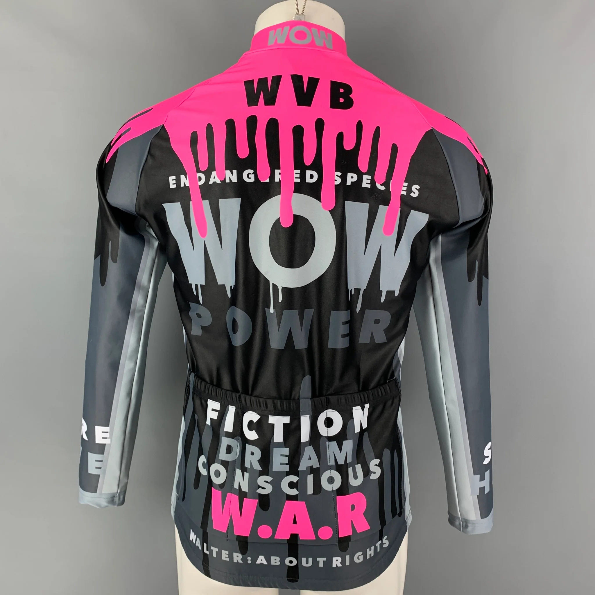 WALTER VAN BEIRENDONCK FW19 Size M Black Pink Monster Graphic Jersey Bike Top - Image 3