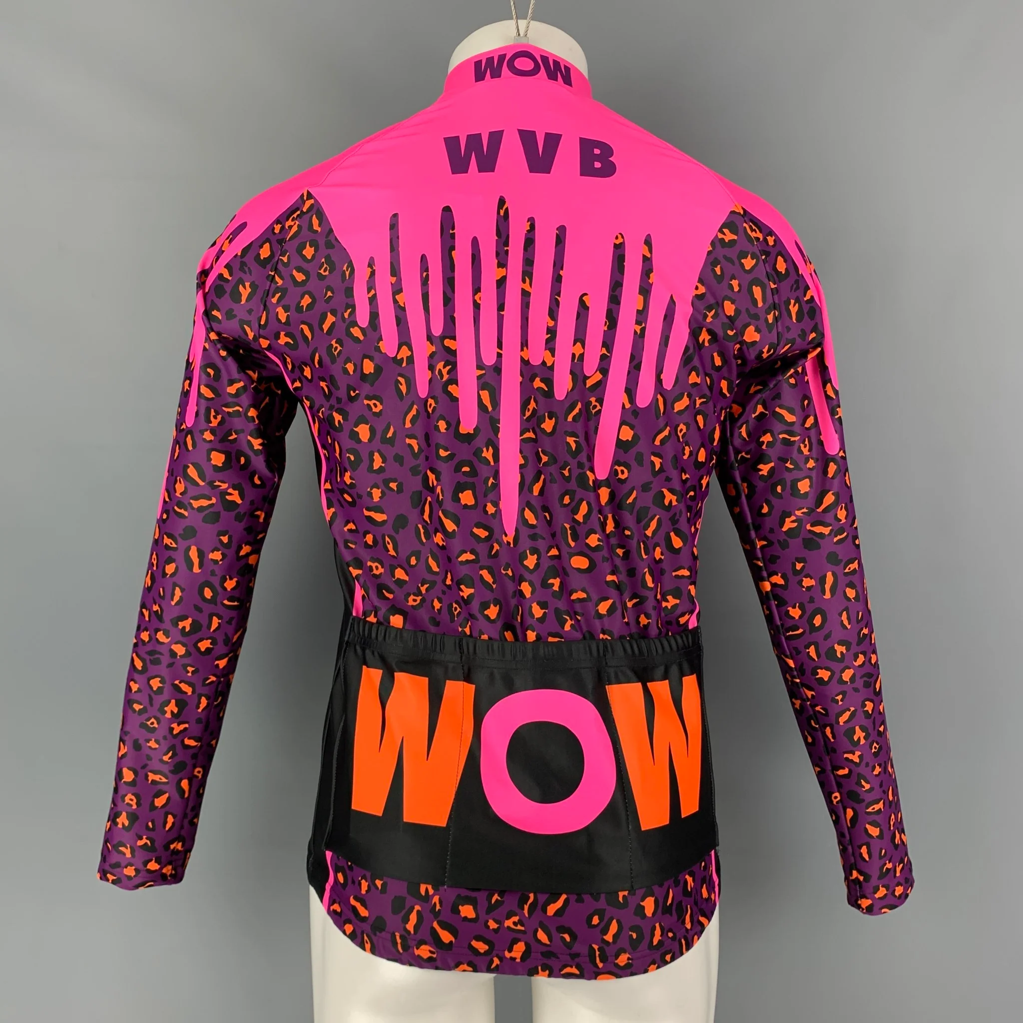 WALTER VAN BEIRENDONCK FW19 Size M Pink Purple Graphic Nylon Jersey Bike Top - Image 3