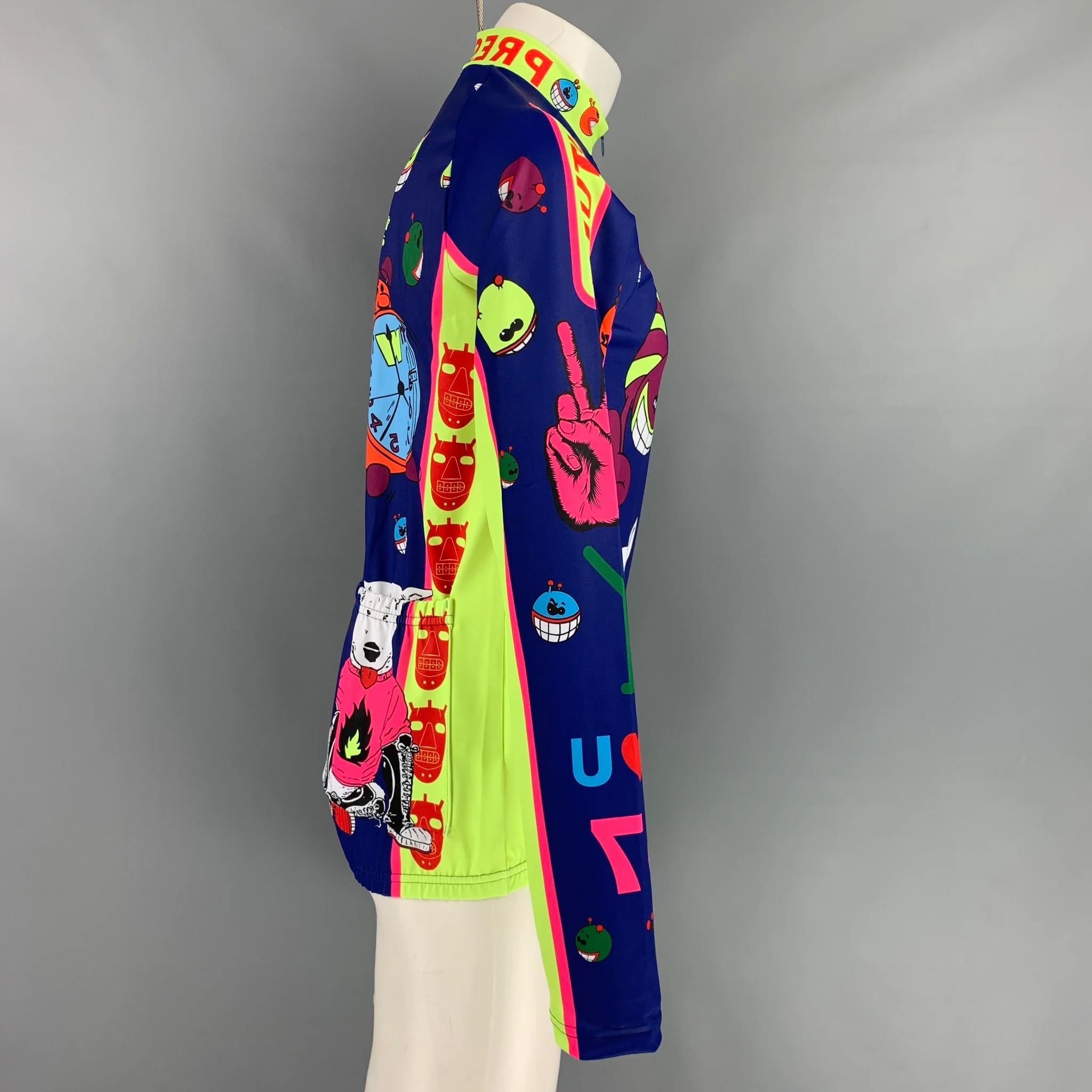 WALTER VAN BEIRENDONCK FW21 Size L Blue Graphic Nylon Jersey Bike Top - Image 2