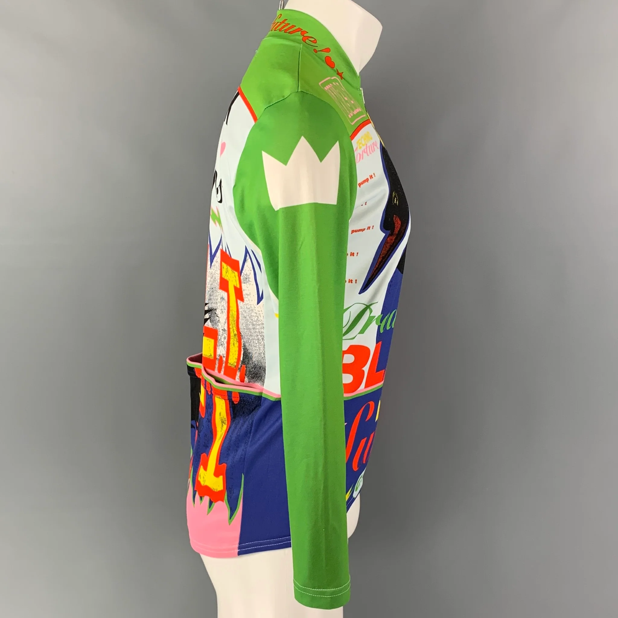 WALTER VAN BEIRENDONCK FW96 Size M Green Blue Black Swan Jersey Bike Top - Image 2