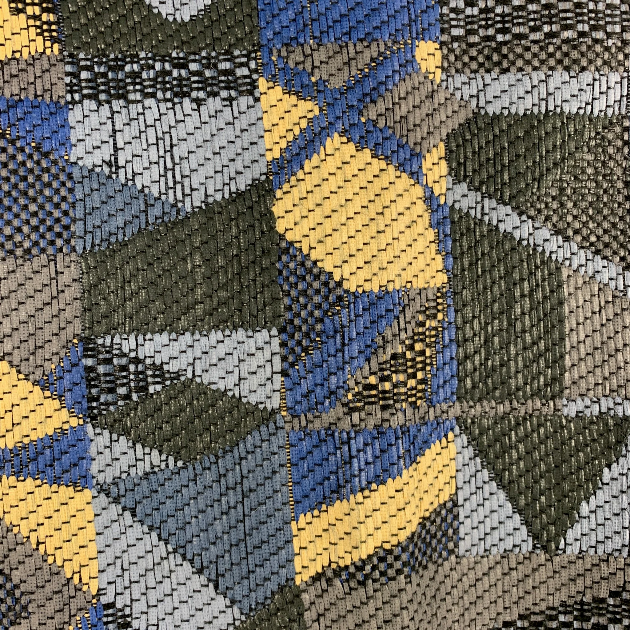 WALTER VAN BEIRENDONCK Size 34 Blue Yellow Woven Cotton Acrylic Dress Pants - Image 2