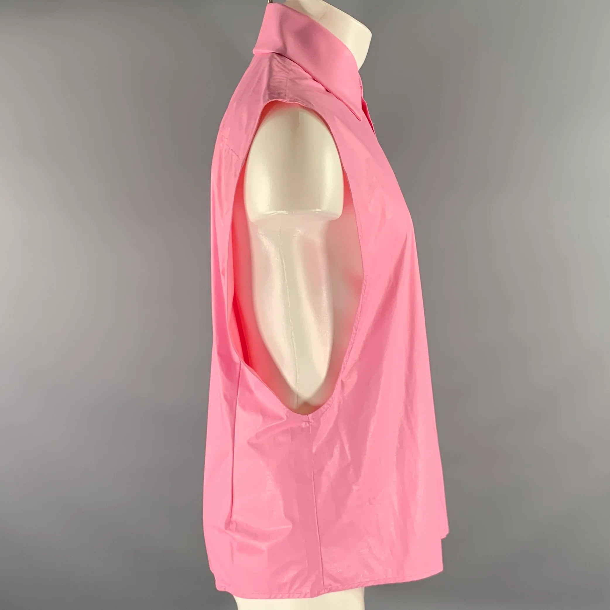 WALTER VAN BEIRENDONCK Size L Pink Modal Cutoff Sleeve Shirt - Image 3