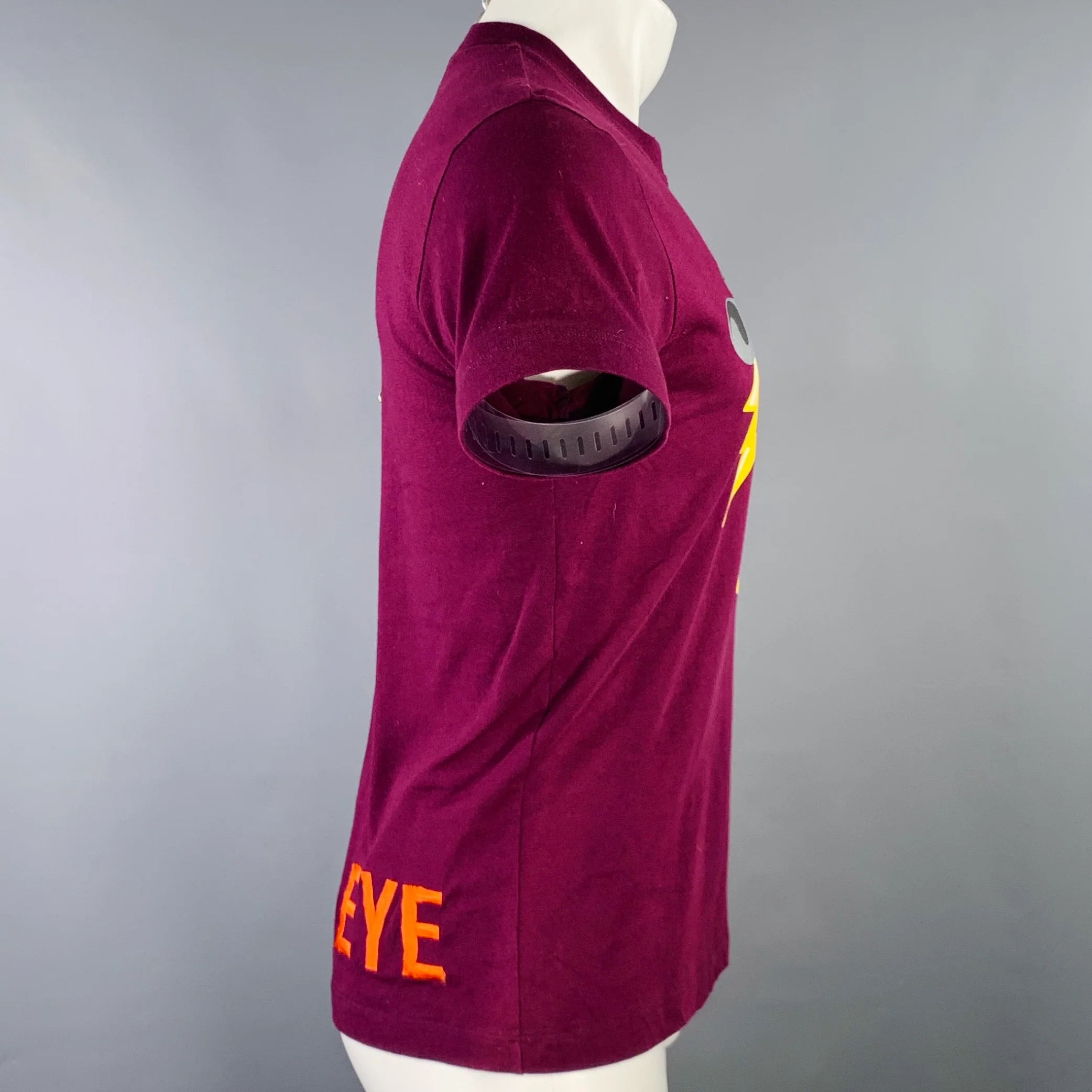 WALTER VAN BEIRENDONCK Size S Purple Embroidery Cotton T-shirt - Image 3