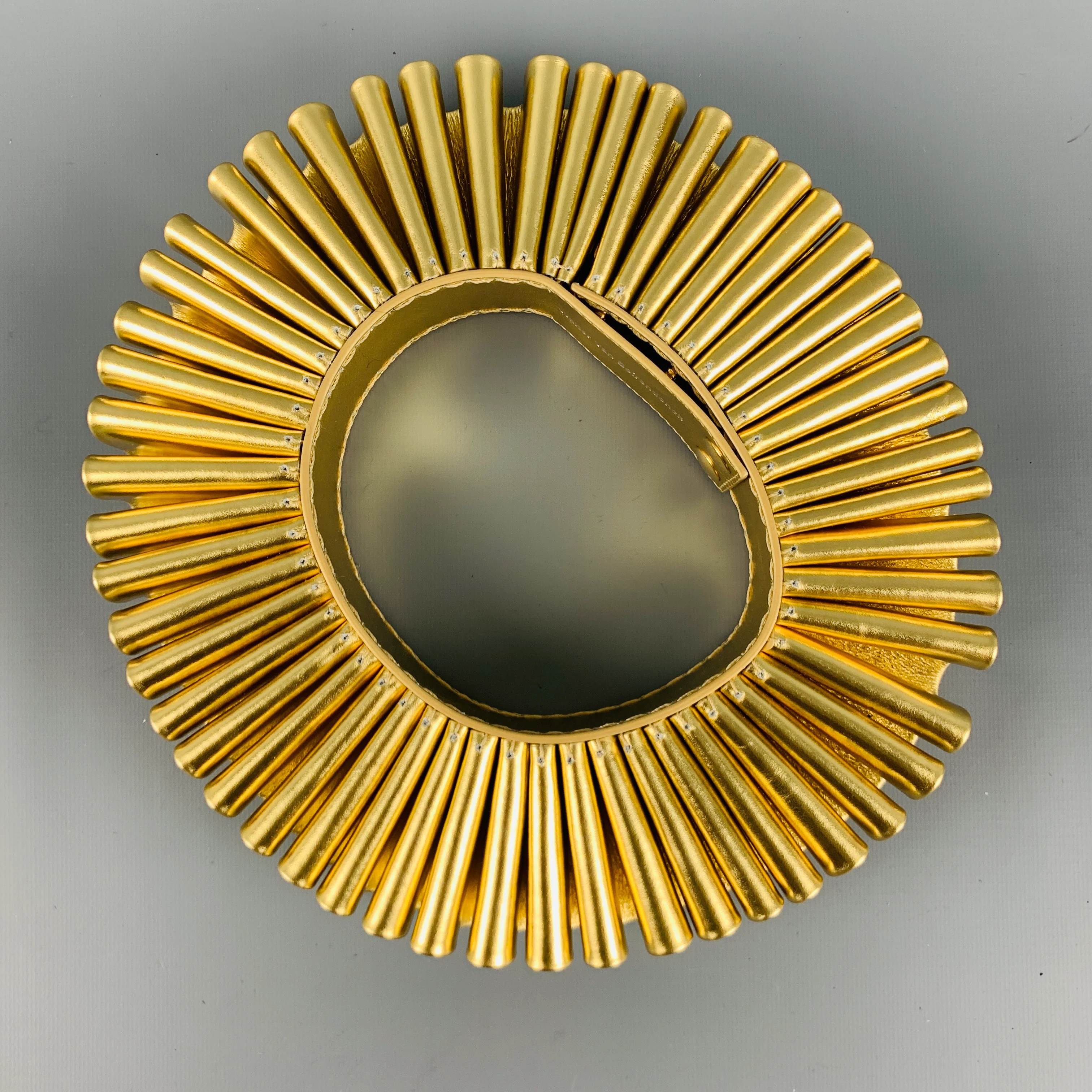 WALTER VAN BEIRENDONCK Spring 2023 Gold Leather Ruff Collar - Image 3