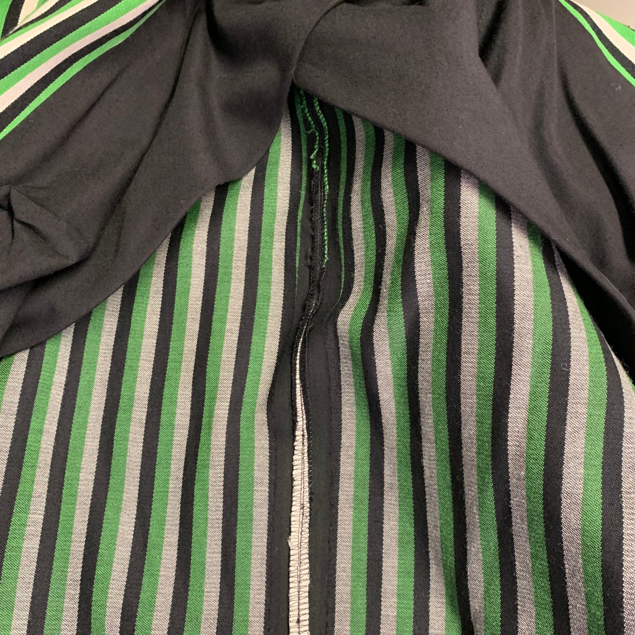 WALTER VAN BEIRENDONCK SS17 Size 42 Long Green Black White Wool Cotton Stripe Suit - Image 9