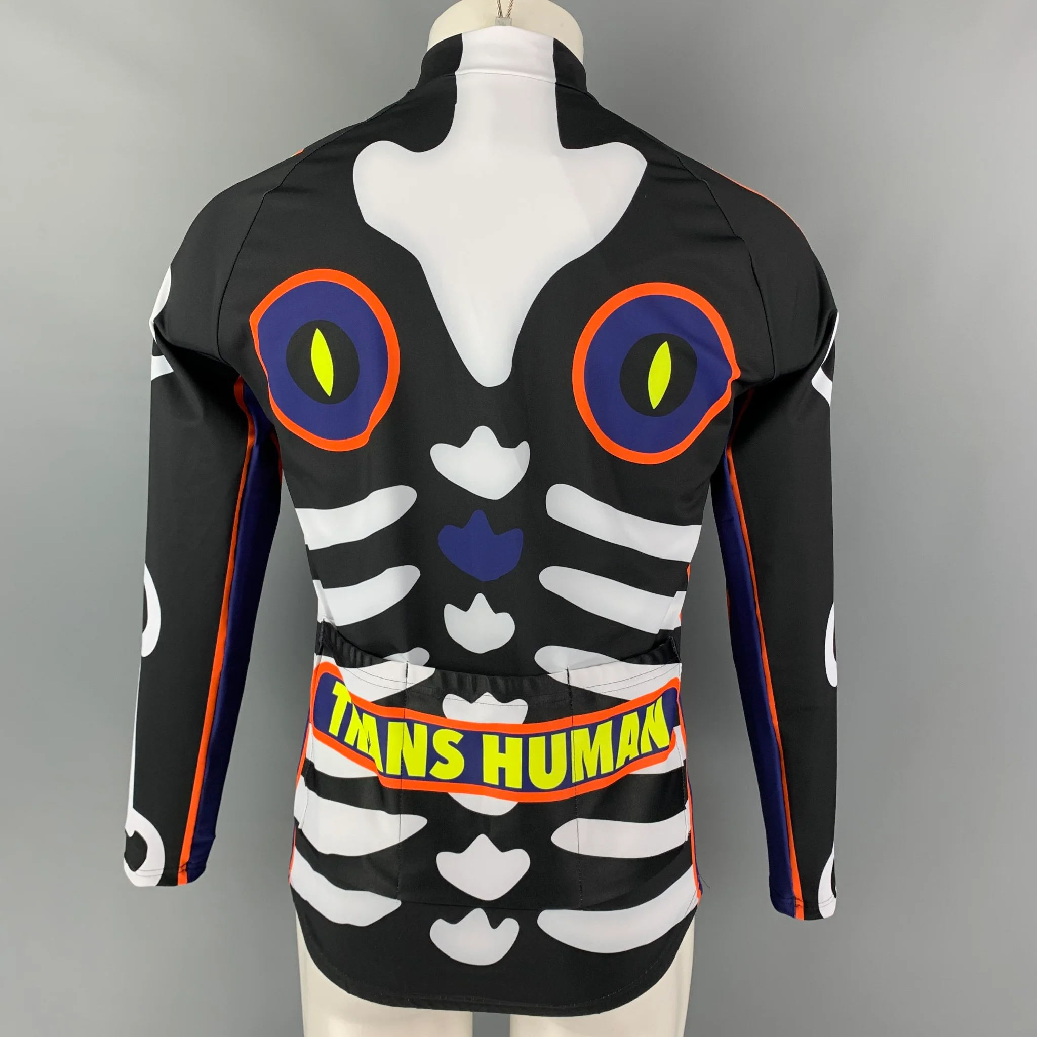 WALTER VAN BEIRENDONCK SS19 Size M Black Graphic Nylon Jersey Bike Top - Image 3