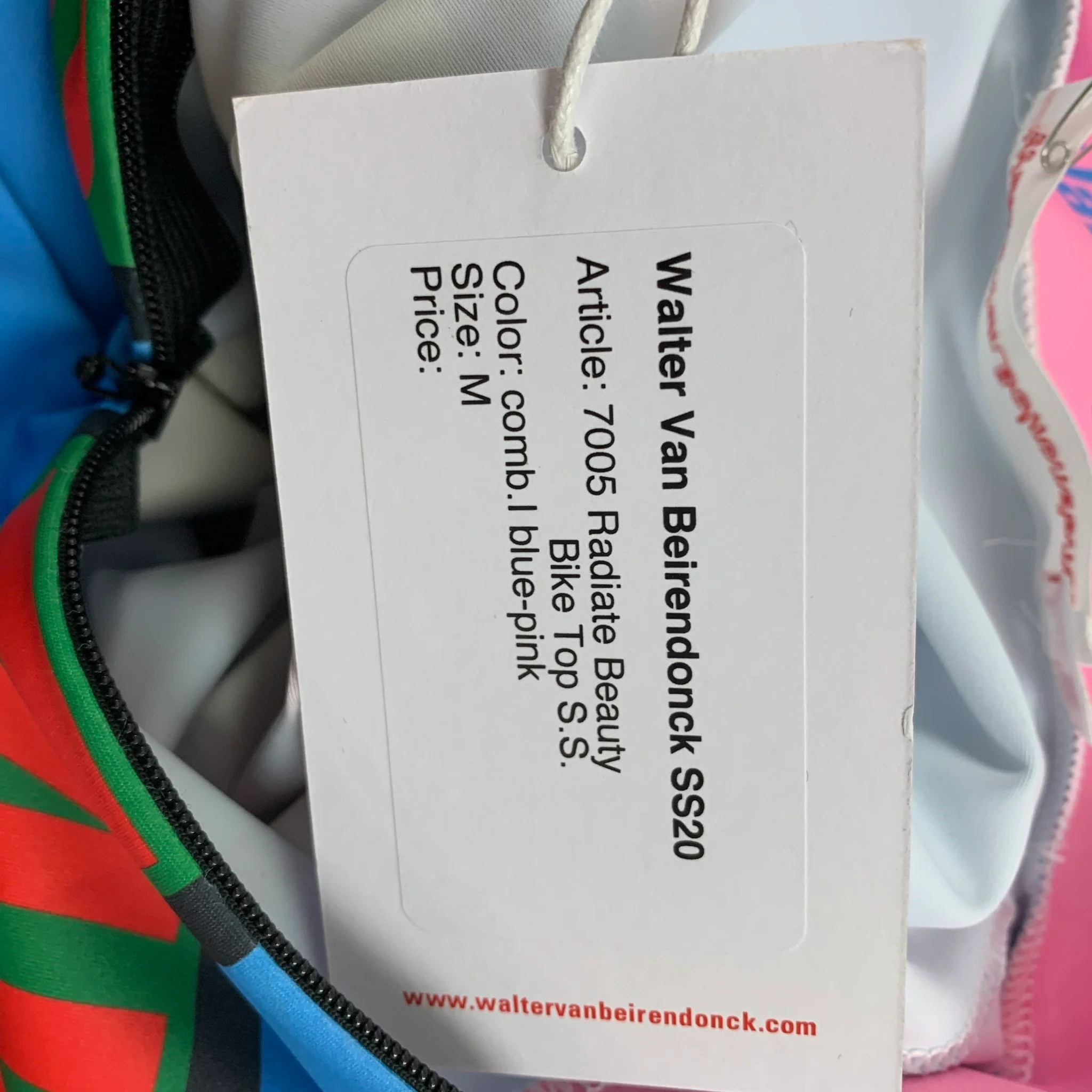 WALTER VAN BEIRENDONCK SS20 Size M Blue Pink Graphic Nylon Jersey Bike Top - Image 6
