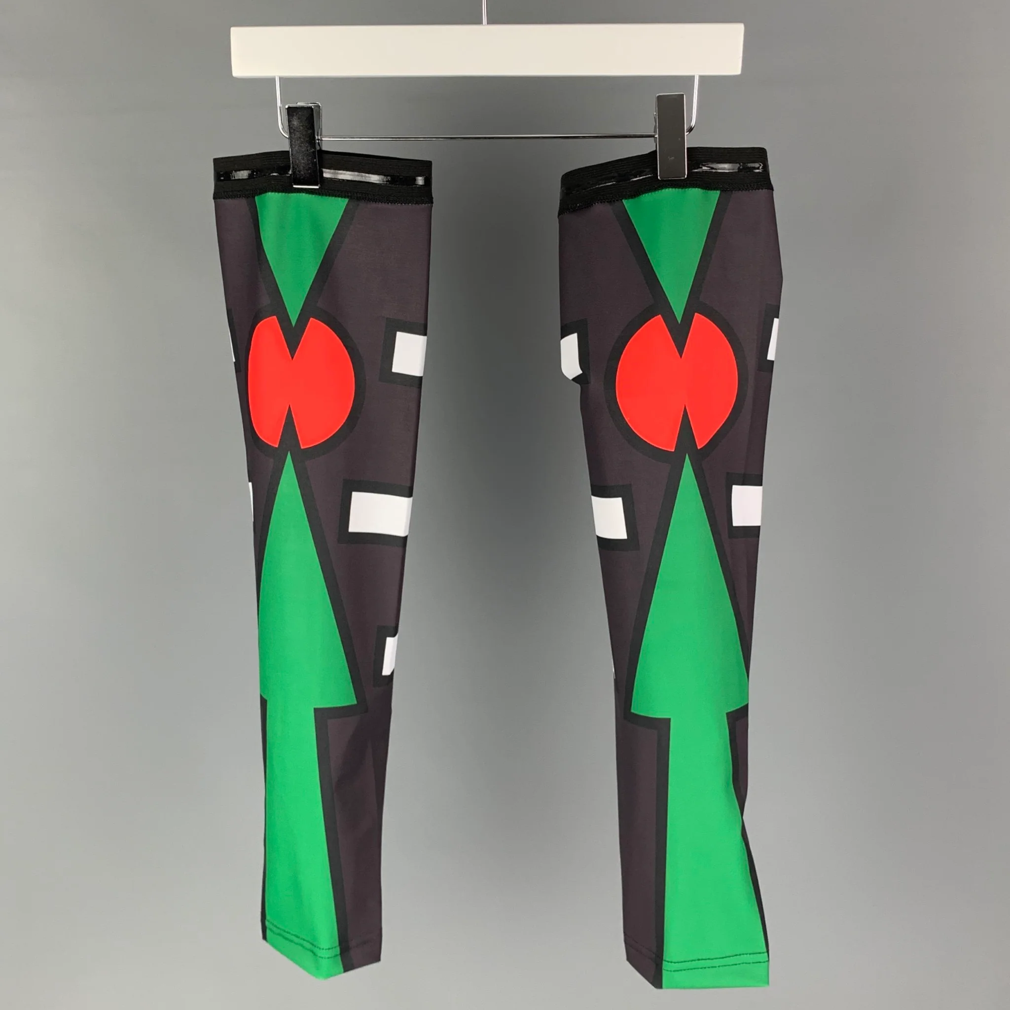 WALTER VAN BEIRENDONCK SS20 Size M Nude Green Graphic Nylon Jersey Bike Top - Image 4