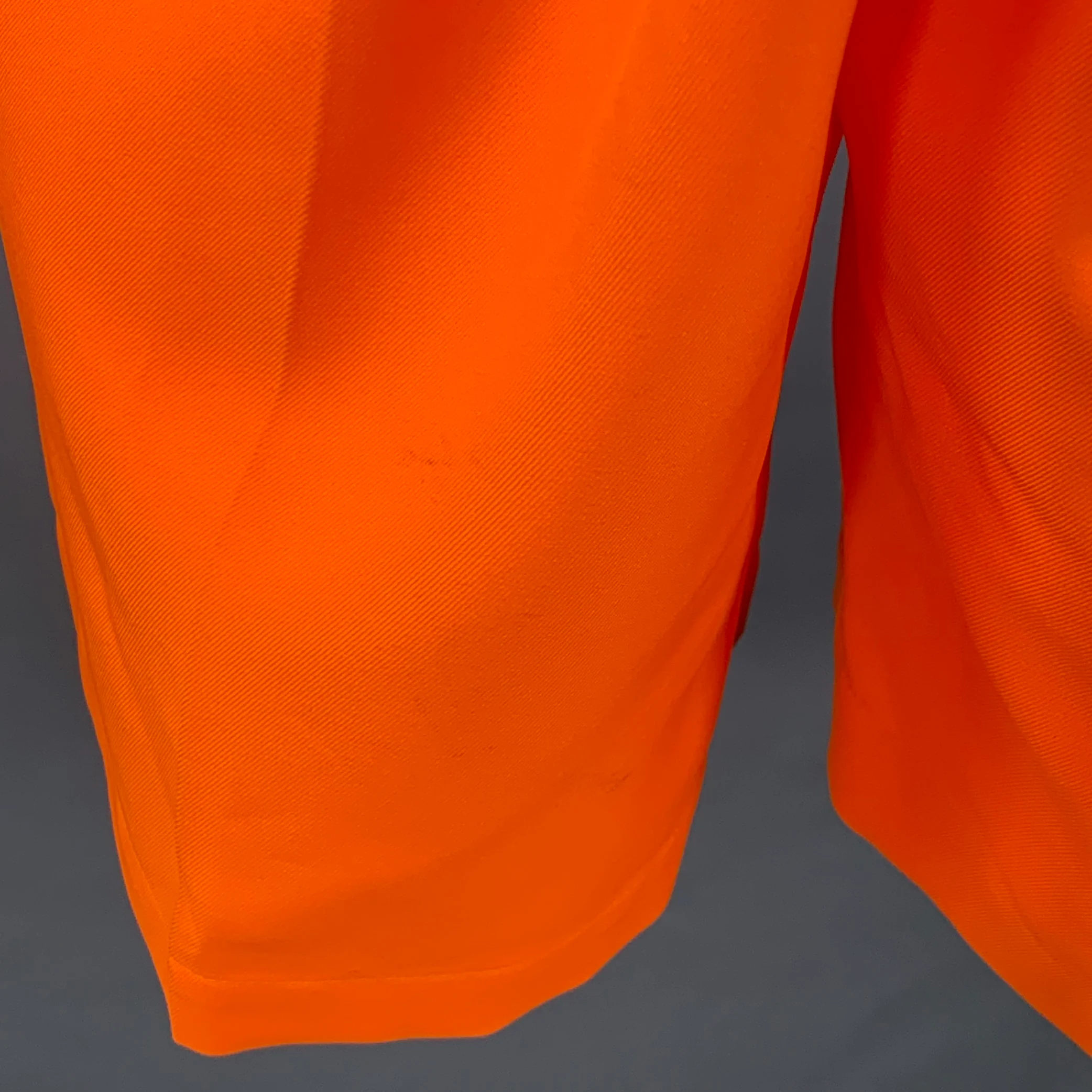 WALTER VAN BEIRENDONCK SS22 Size 32 Korova Neon Orange Polyester Pleated Zip Fly Shorts - Image 4