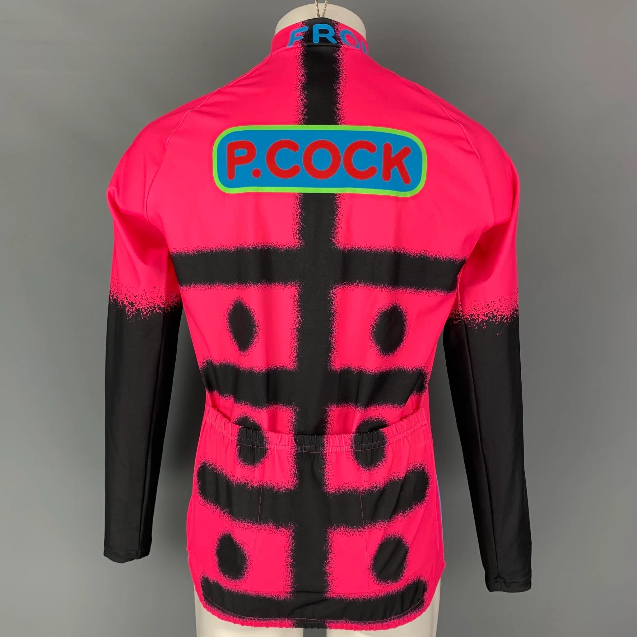 WALTER VAN BEIRENDONCK SS22 Size L Pink Graphic Nylon Jersey Bike Top - Image 3