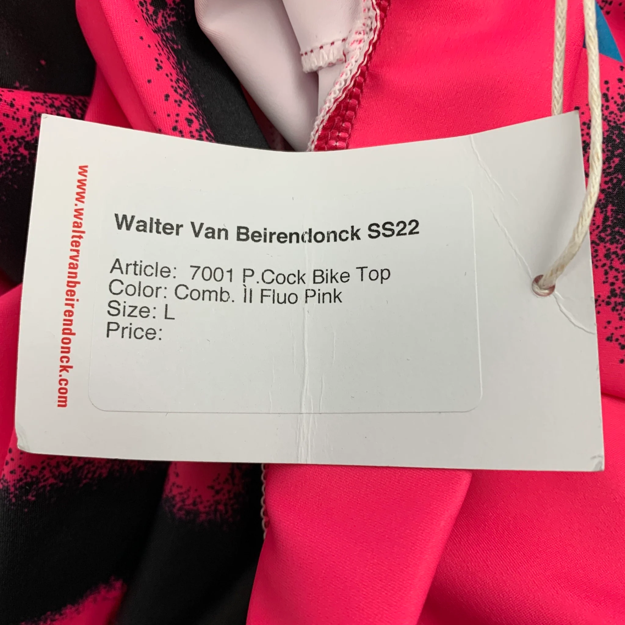 WALTER VAN BEIRENDONCK SS22 Size L Pink Graphic Nylon Jersey Bike Top - Image 5