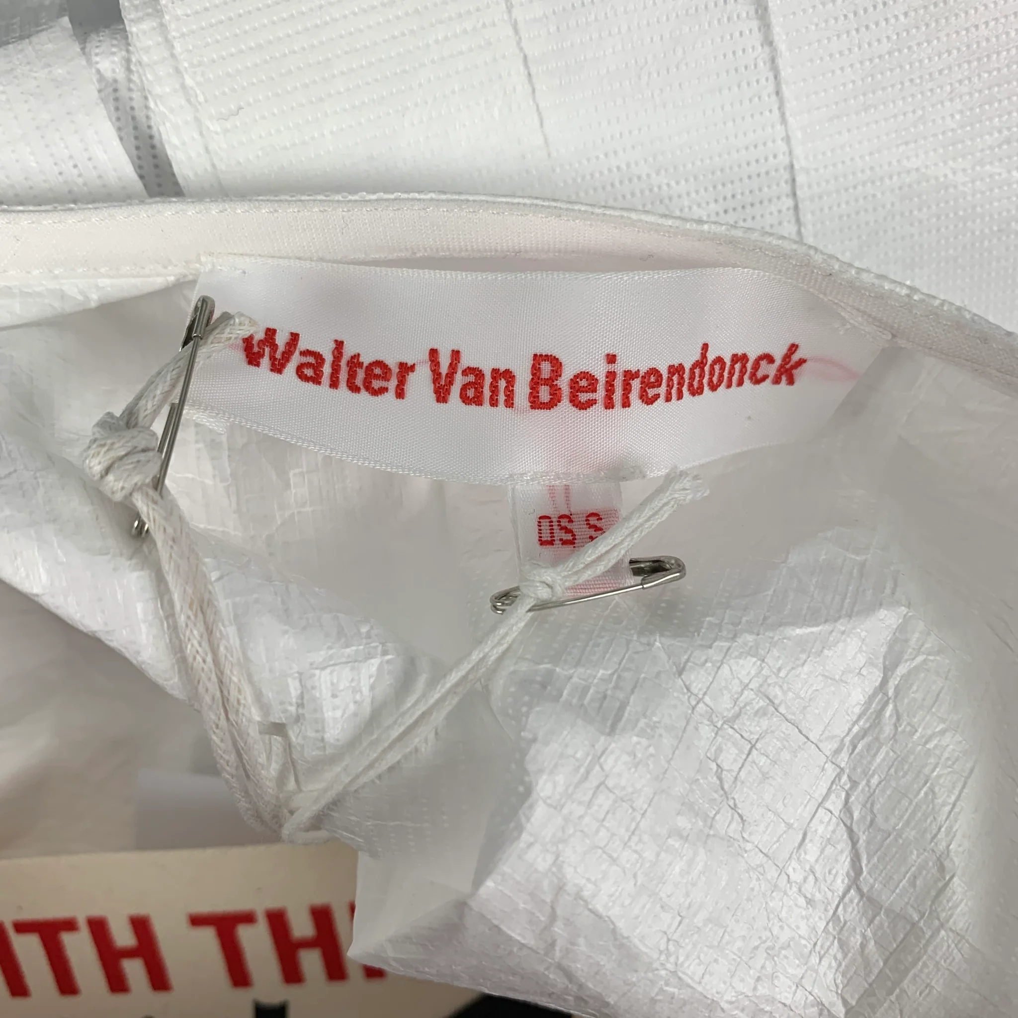 WALTER VAN BEIRENDONCK SS22 White Blue Graphic Tyvek Smile Poncho - Image 6