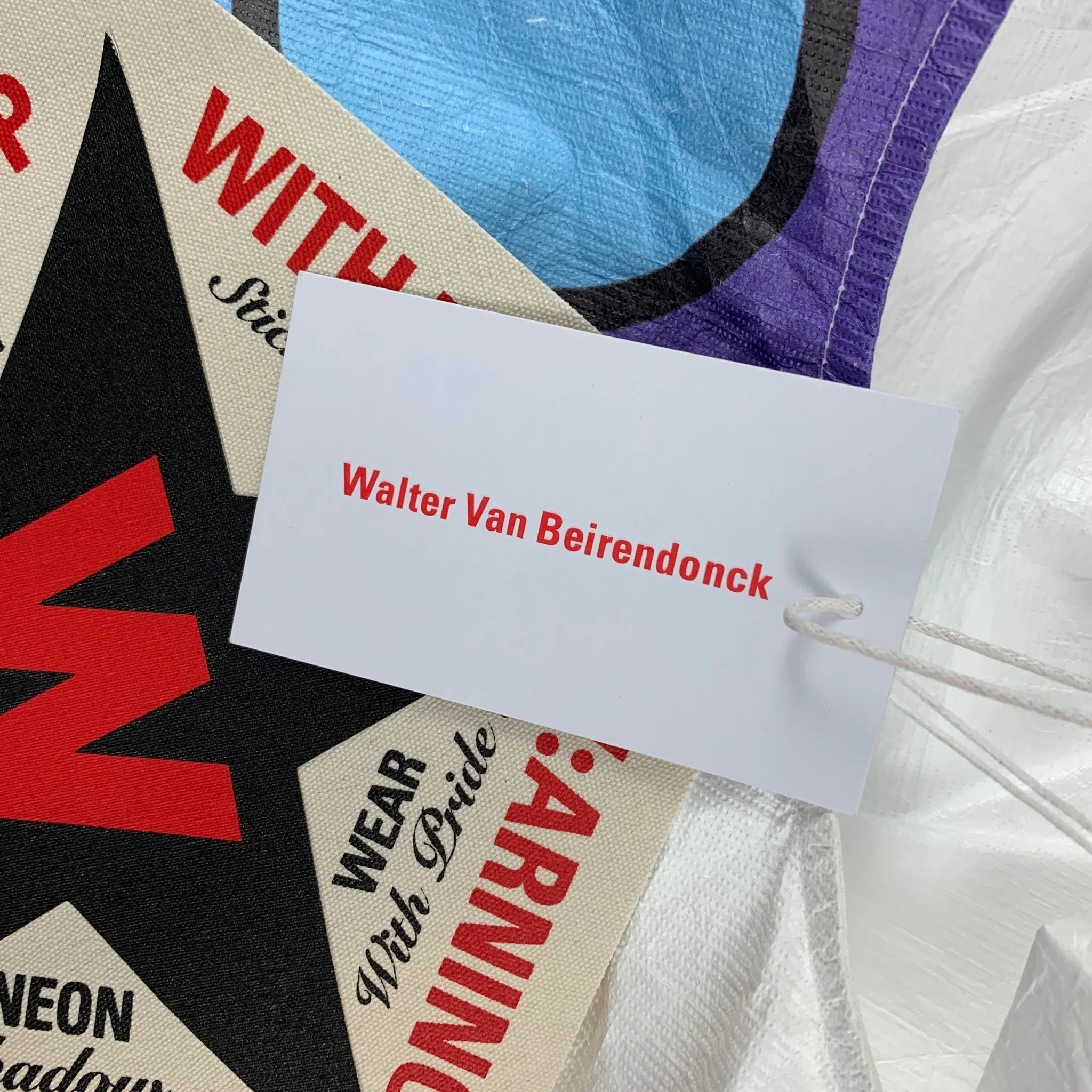 WALTER VAN BEIRENDONCK SS22 White Blue Graphic Tyvek Smile Poncho - Image 8