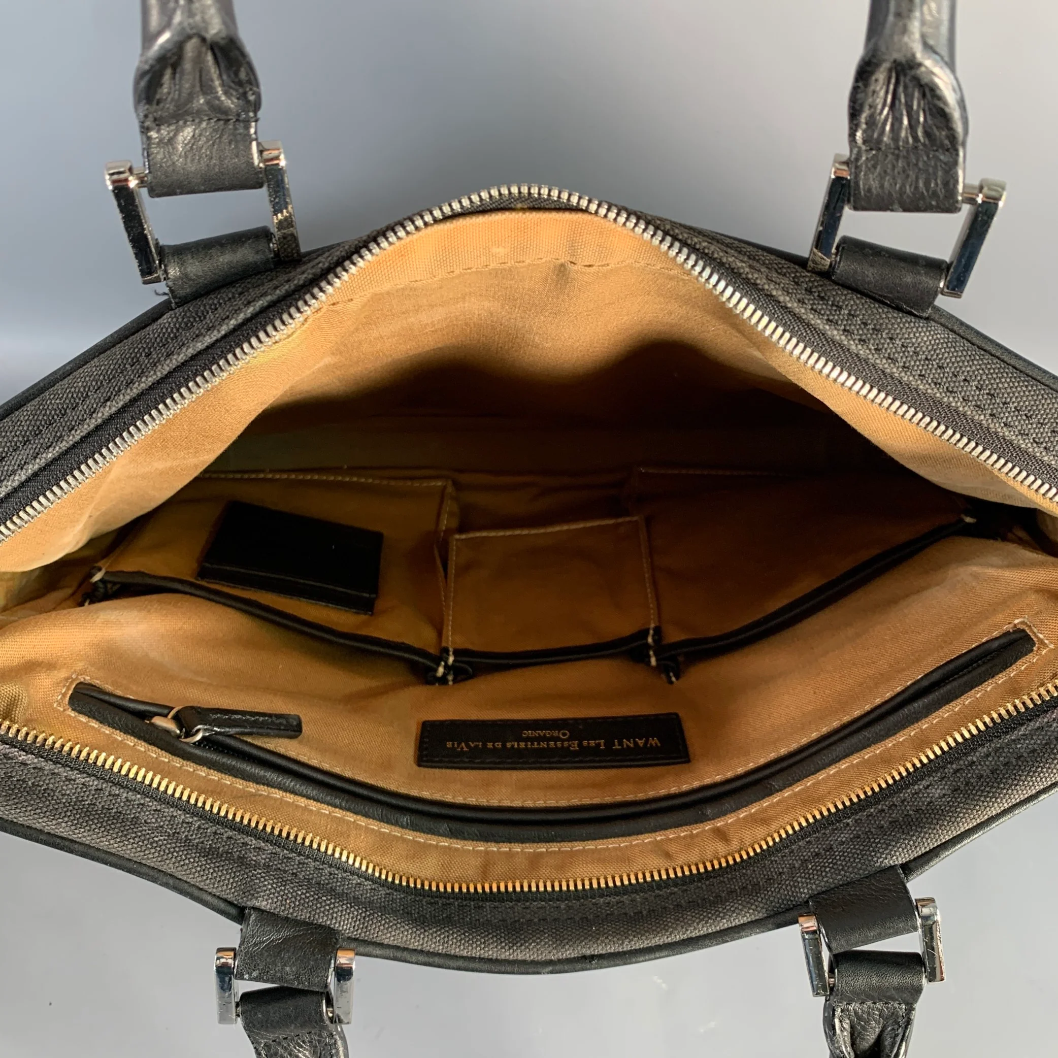 WANT LES ESSENTIELS DE LA VIE Black Cotton Laptop Bag - Image 6