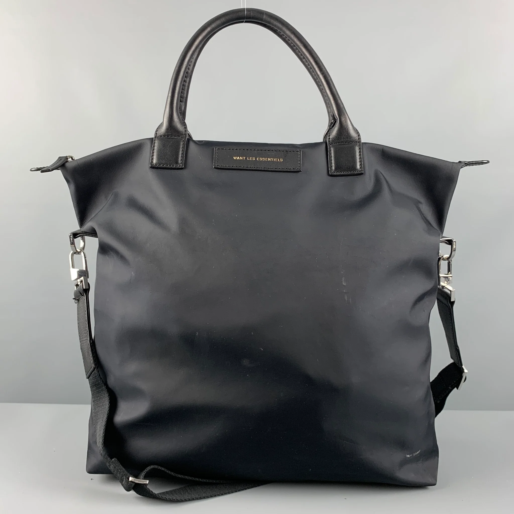 WANT LES ESSENTIELS DE LA VIE Black Nylon Leather Tote Bags & Leather Goods