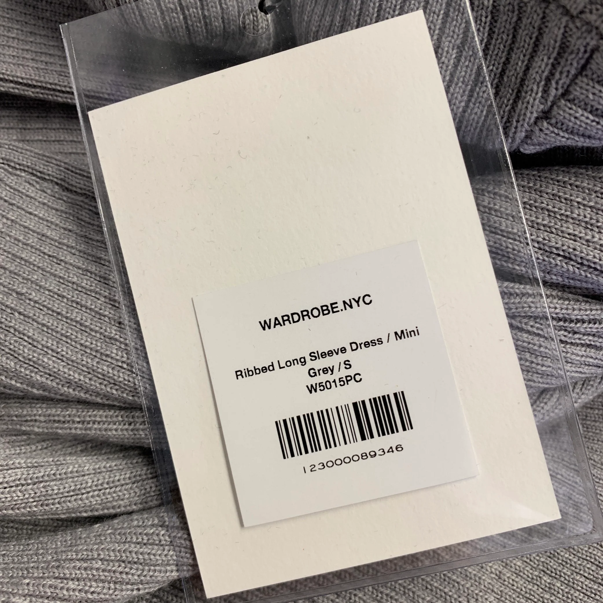 WARDROBE.NYC Size S Grey Merino Wool Ribbed Long Sleeve Above Knee Dress - Image 5