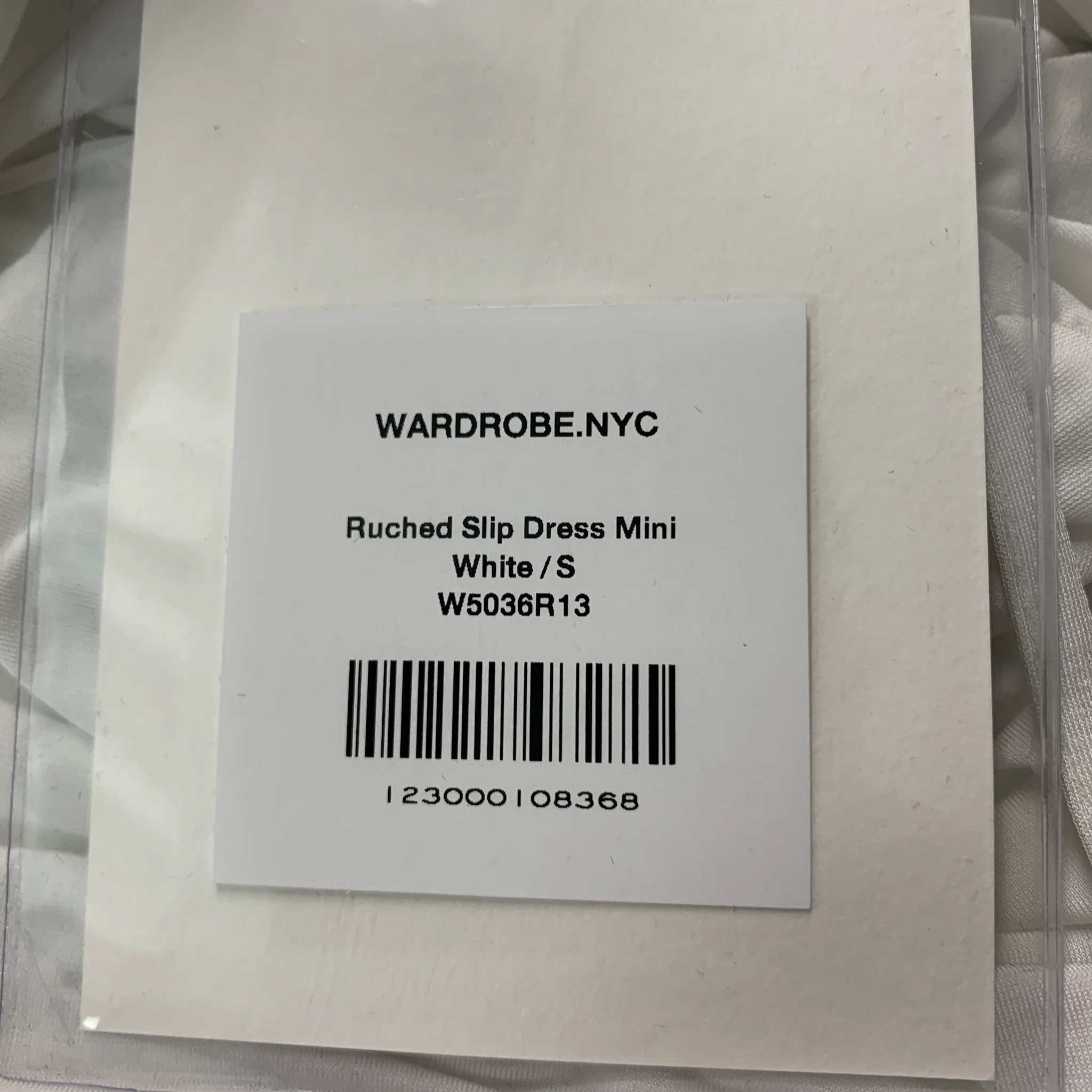 WARDROBE.NYC Size S White Viscose  Elastane Ruched Spaghetti Straps Mini Dress - Image 4