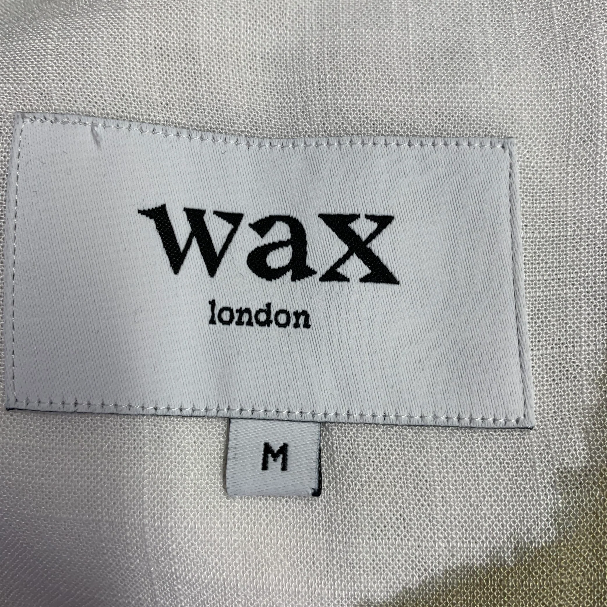 WAX Size M Yellow White Abstract Viscose Button Up Short Sleeve Shirt - Image 5