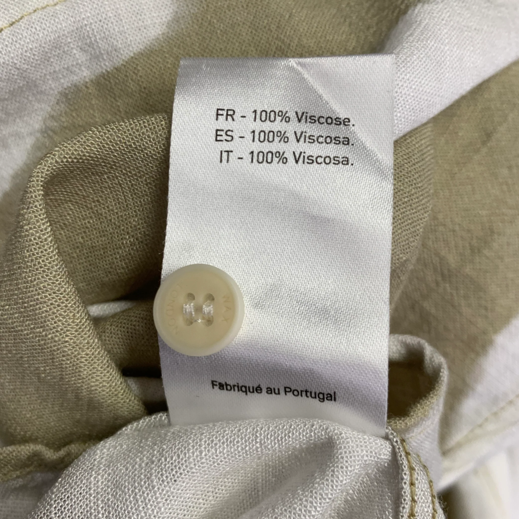 WAX Size M Yellow White Abstract Viscose Button Up Short Sleeve Shirt - Image 7