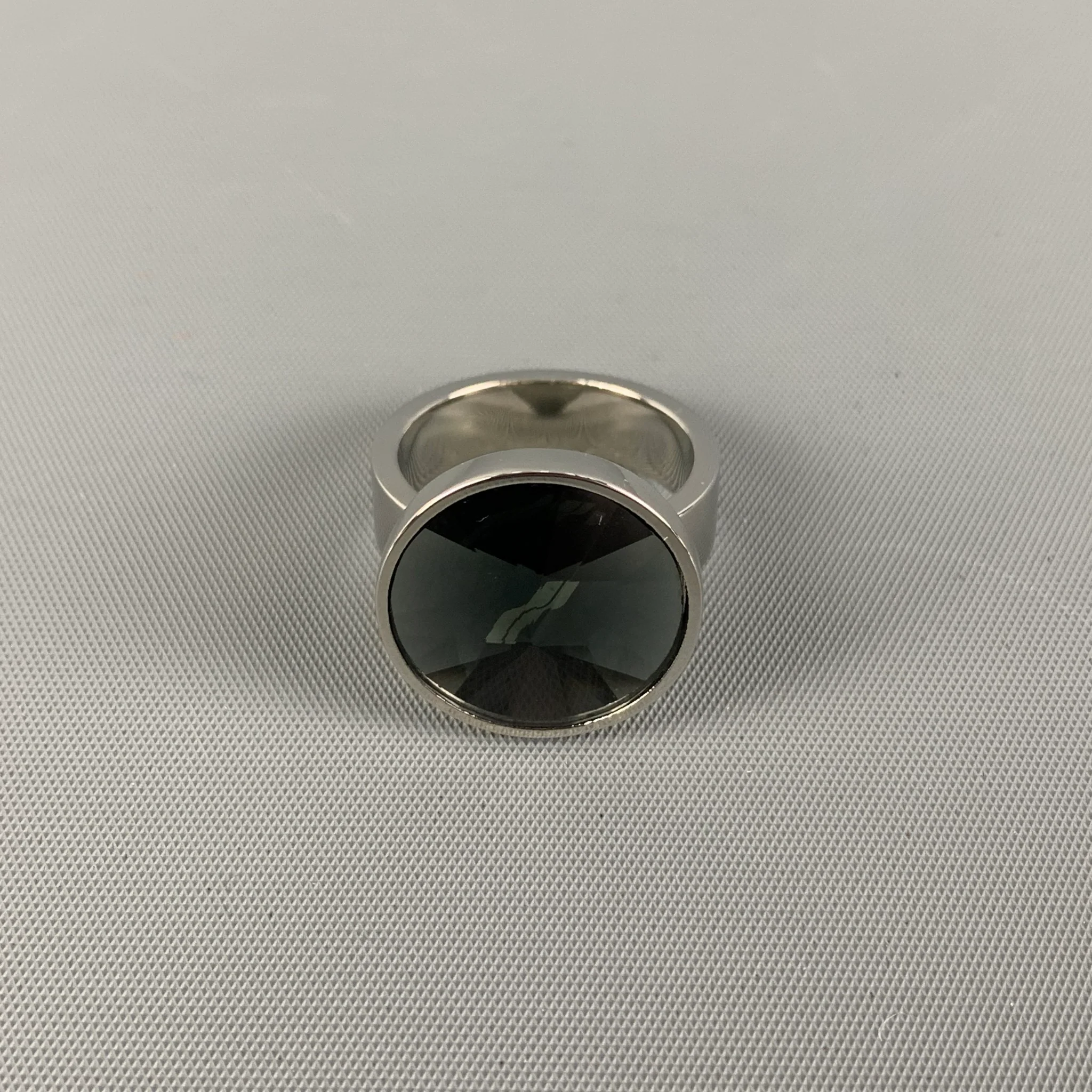 WE 11 DONE Ring Size 9 Black Crystal Round Cutl Ring