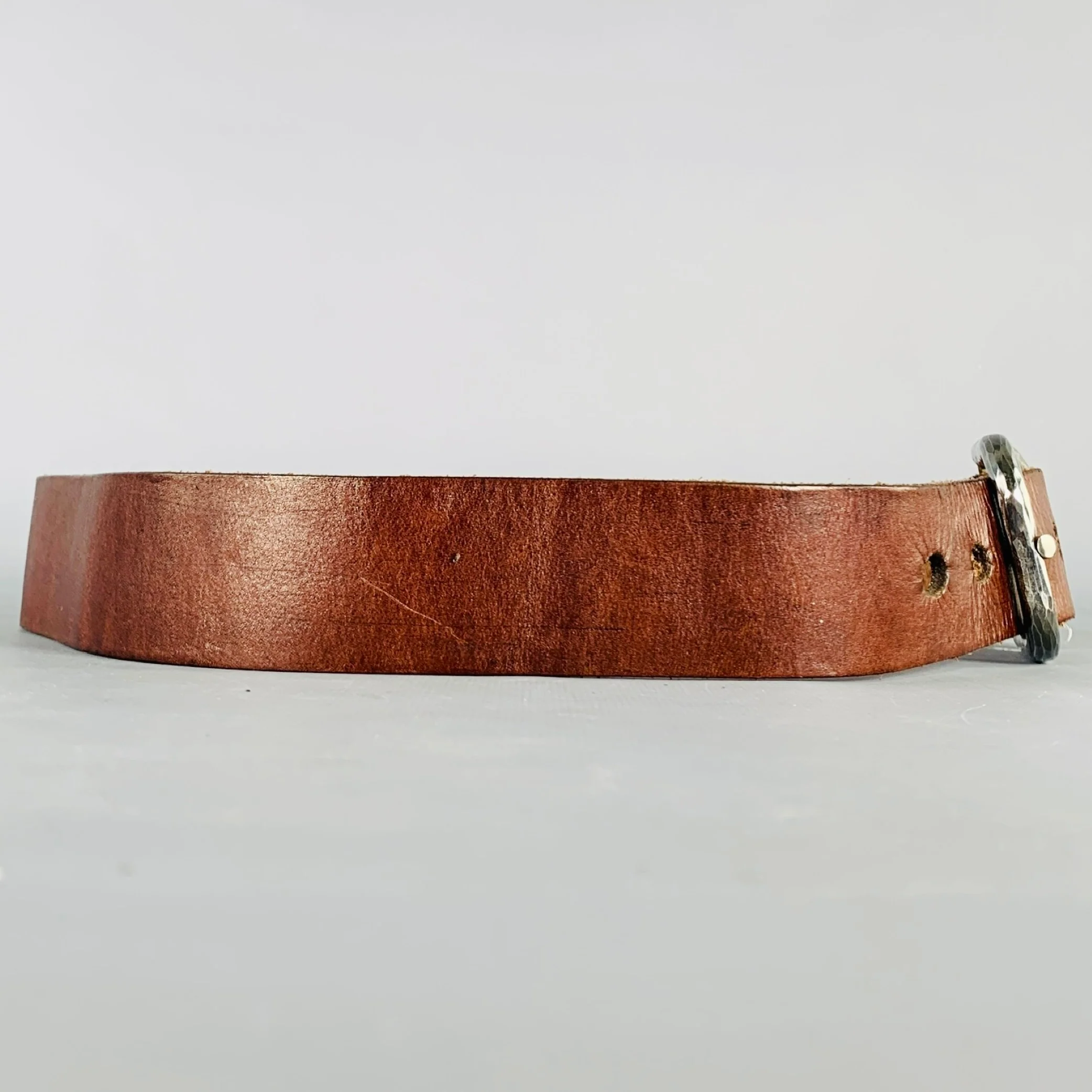 WERKSTATT:MUNCHEN Size 33 Brown Leather Sterling Silver Belt - Image 3