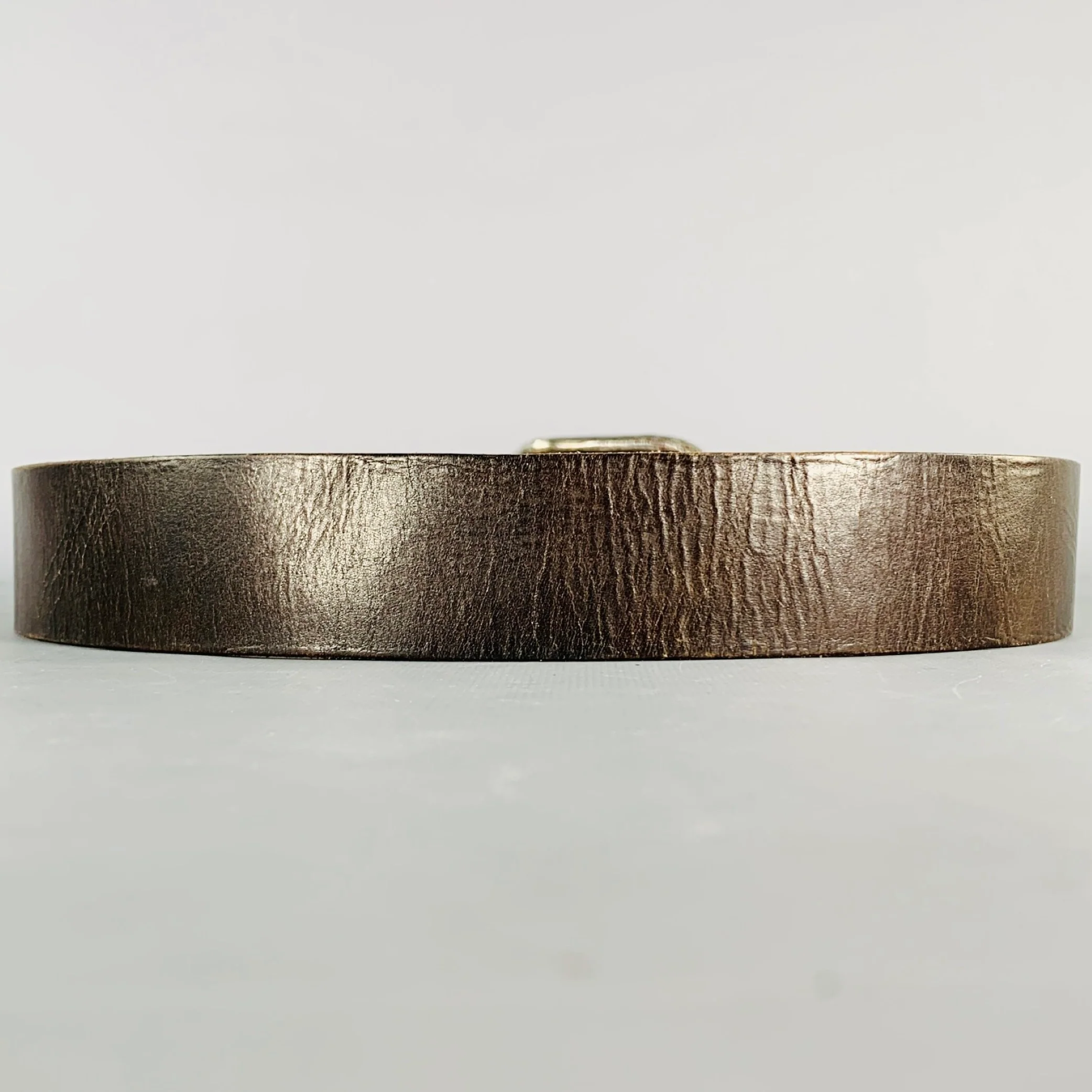 WERKSTATT:MUNCHEN Size 33 Dark Brown Leather Hammered Sterling Silver Belt - Image 3