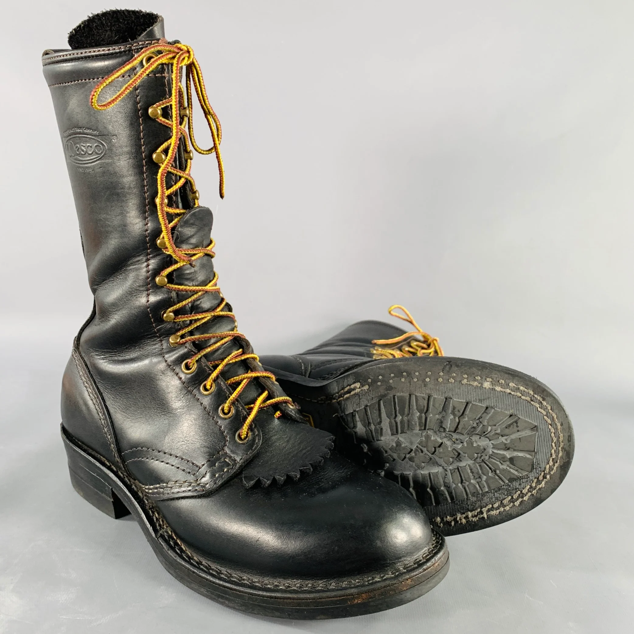WESCO Size 10 Highliner Black Leather Lace-Up Boots - Image 5