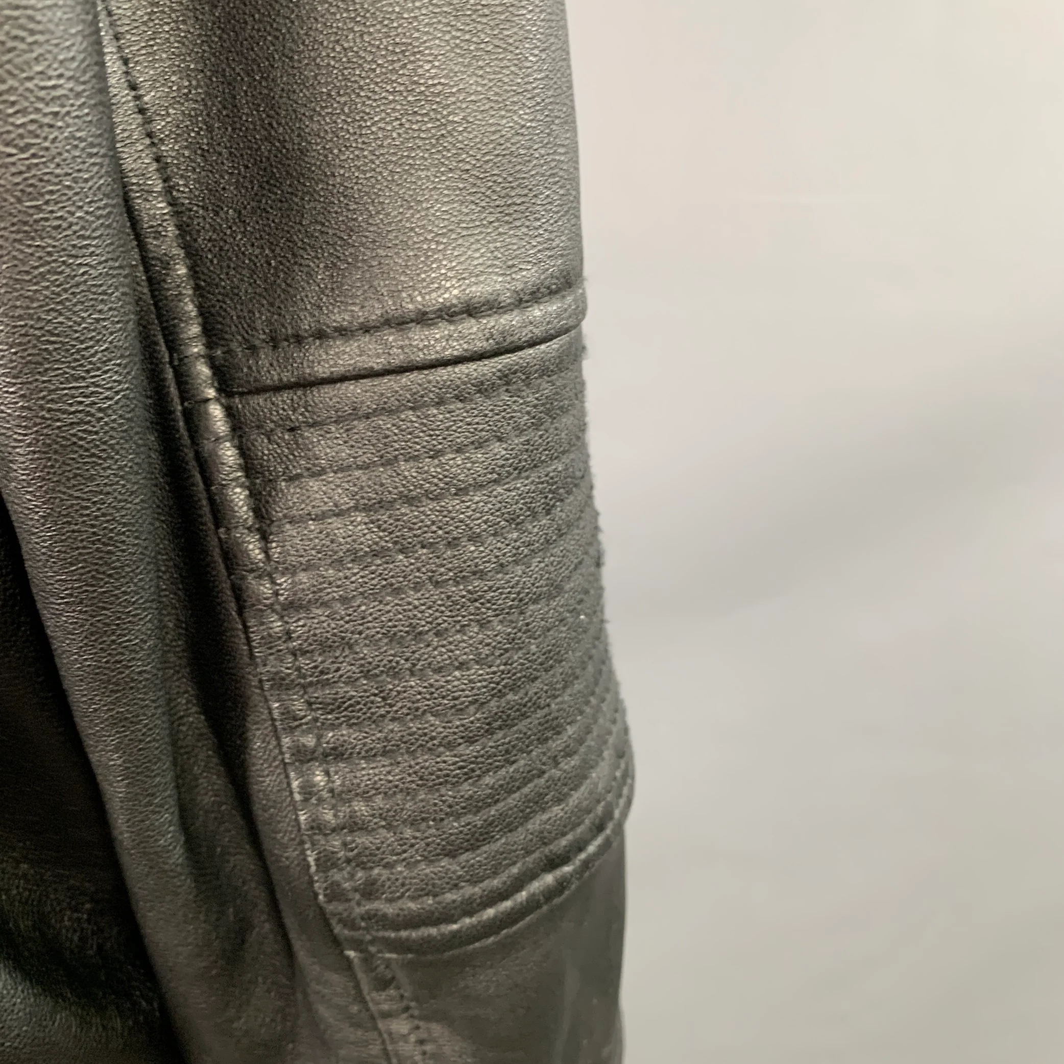 WEST COAST LEATHER Size L Racer Black Lambskin Leather Hooded Zip Up Jacket - Image 8
