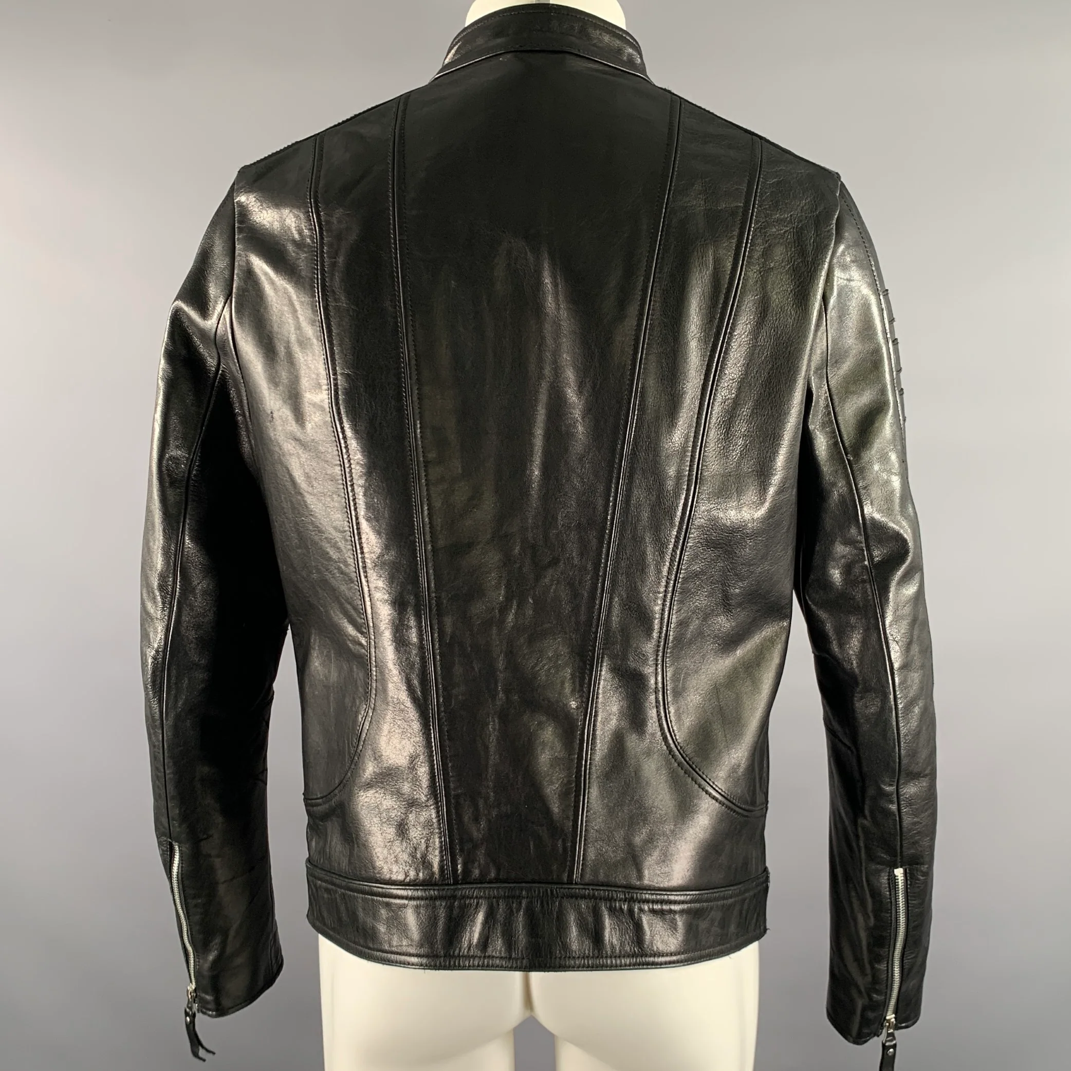 WEST COAST LEATHER Size M Black Leather Moto Racer Jacket - Image 4