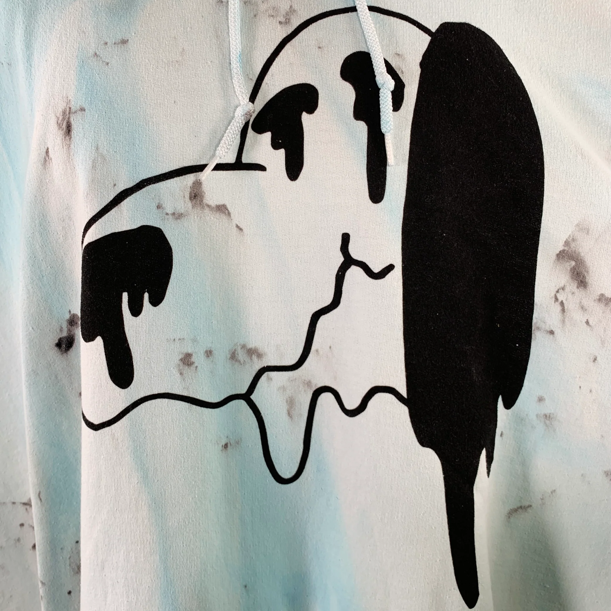 WESTFALL One Size Melting Snoopy Cutoff Blue Dyed Cotton Blend Hoodie Sweatshirt - Image 2