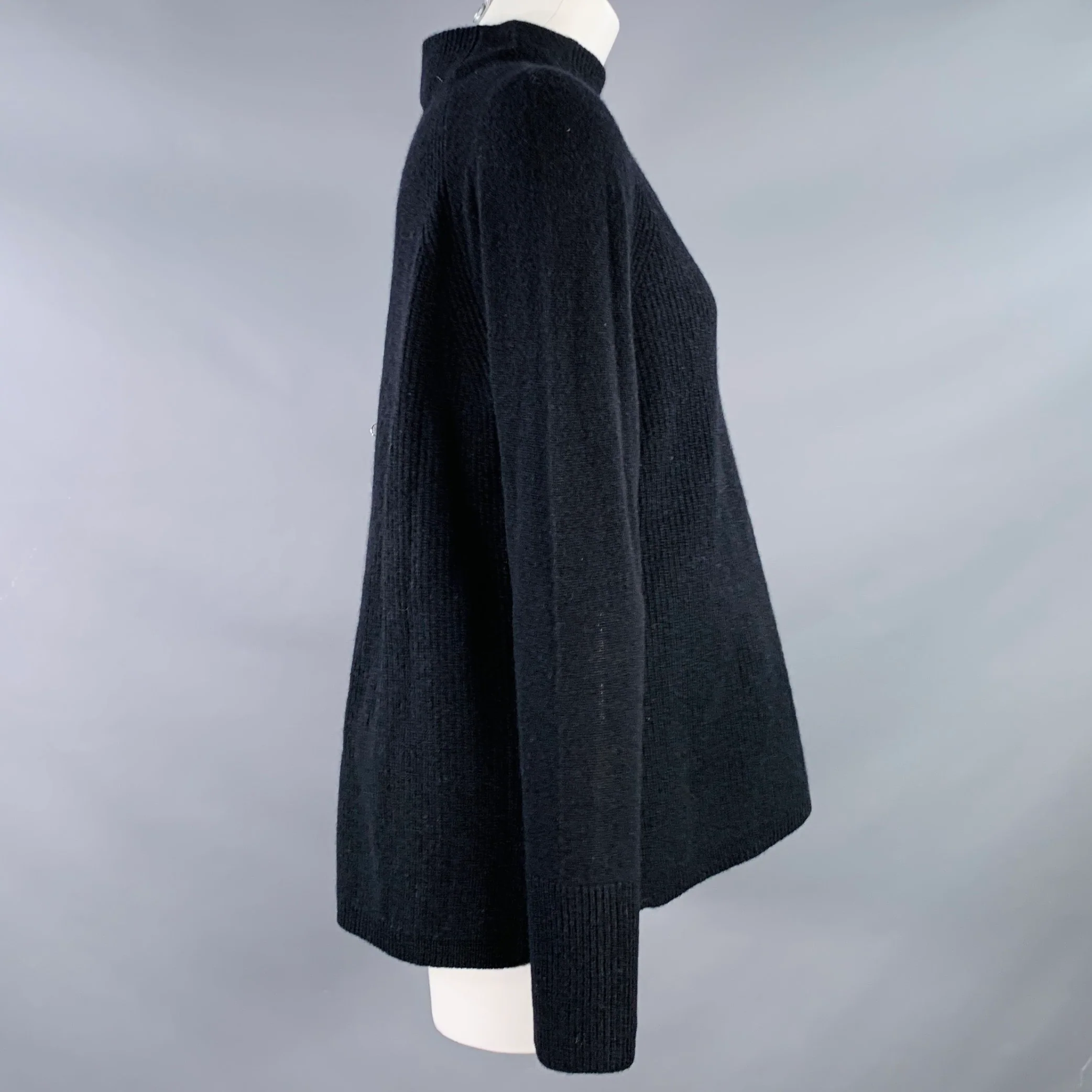 WHITE+WARREN Size M Black Cashmere Knit Mock Neck Pullover - Image 2