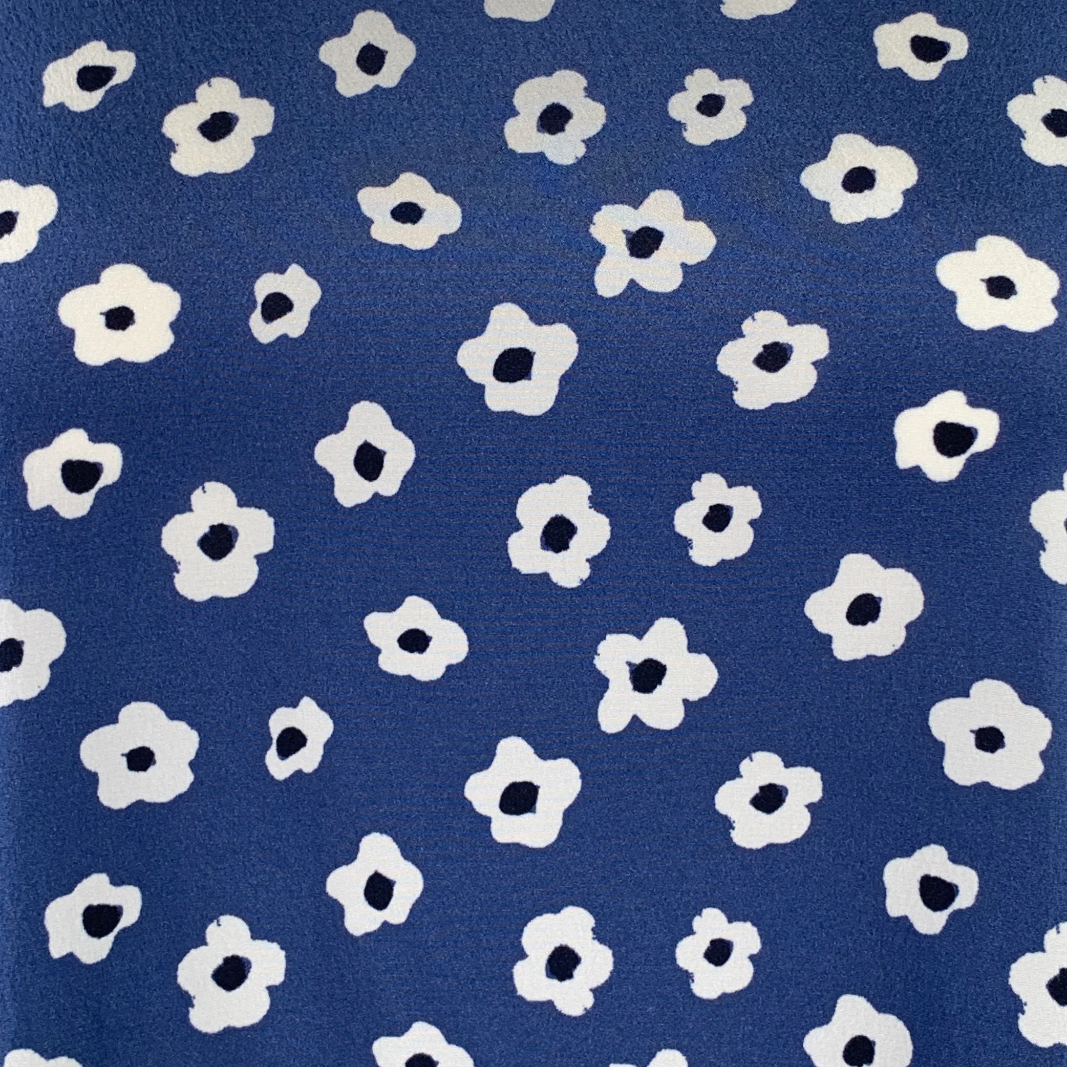 WHYCI MILANO Size 4 White Blue Viscose Blend Floral 3/4 Sleeves Casual Top - Image 2