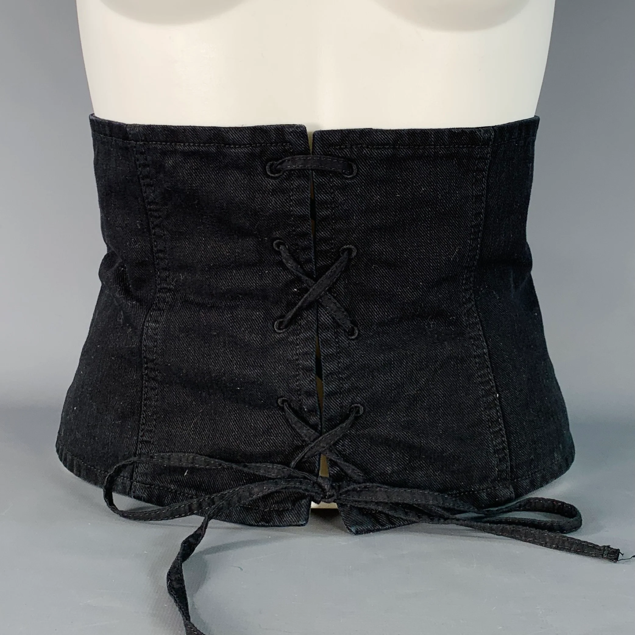 WILFRED Size M Black Cotton Twill Corset Zip Up Belt
