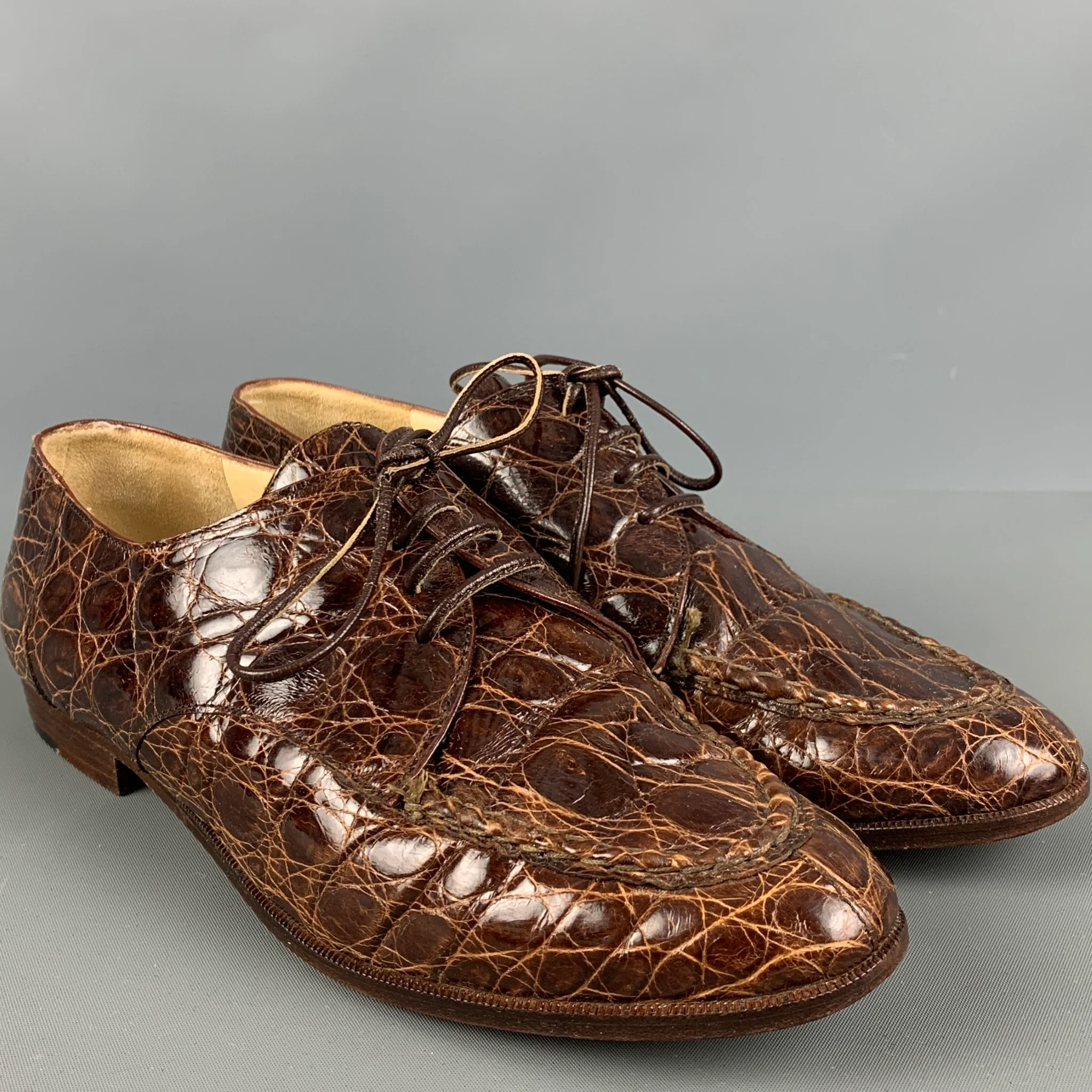 WILKES BASHFORD Size 6.5 Brown Leather Embossed Laces
