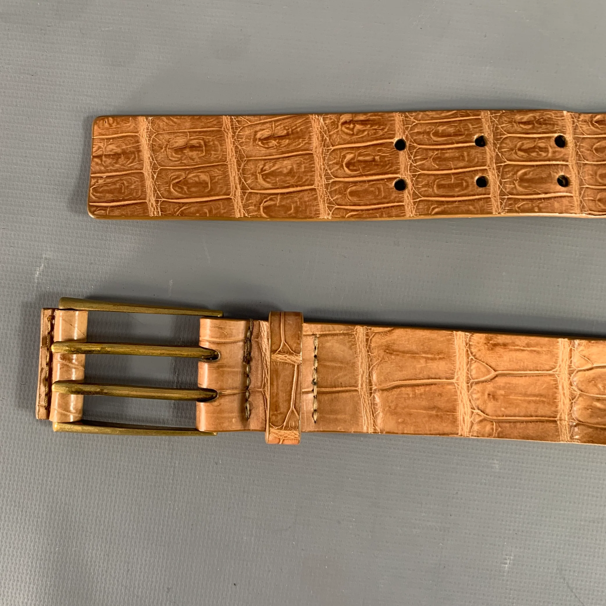 WILKES BASHFORD Tan Crocodile Belt - Image 6