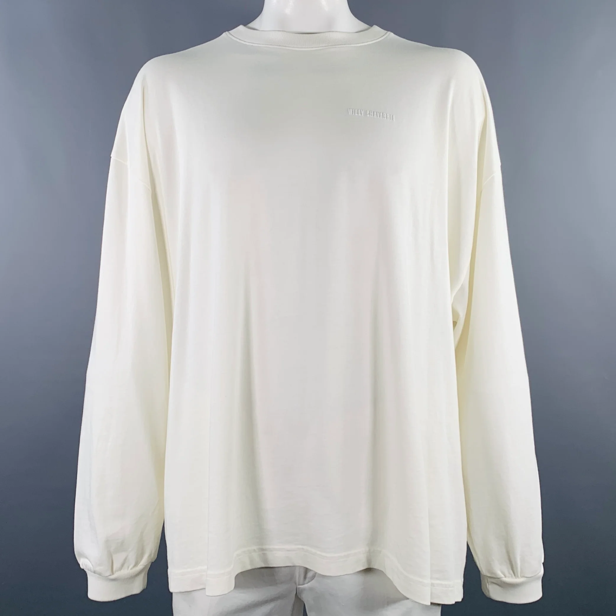 WILLY CHAVARRIA Size XL White Logo Cotton Oversized Sweatshirt