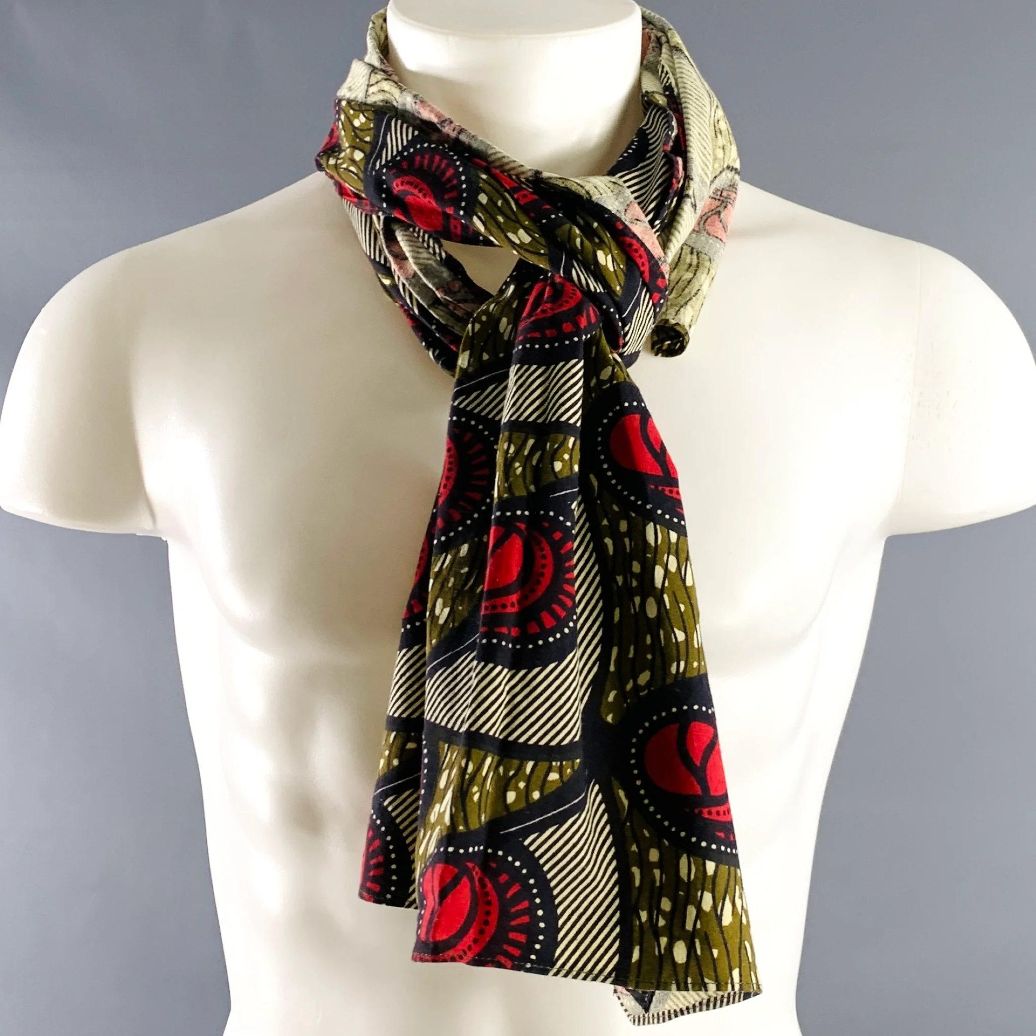 WOOLRICH Green Black Red Abstract Scarf - Image 4