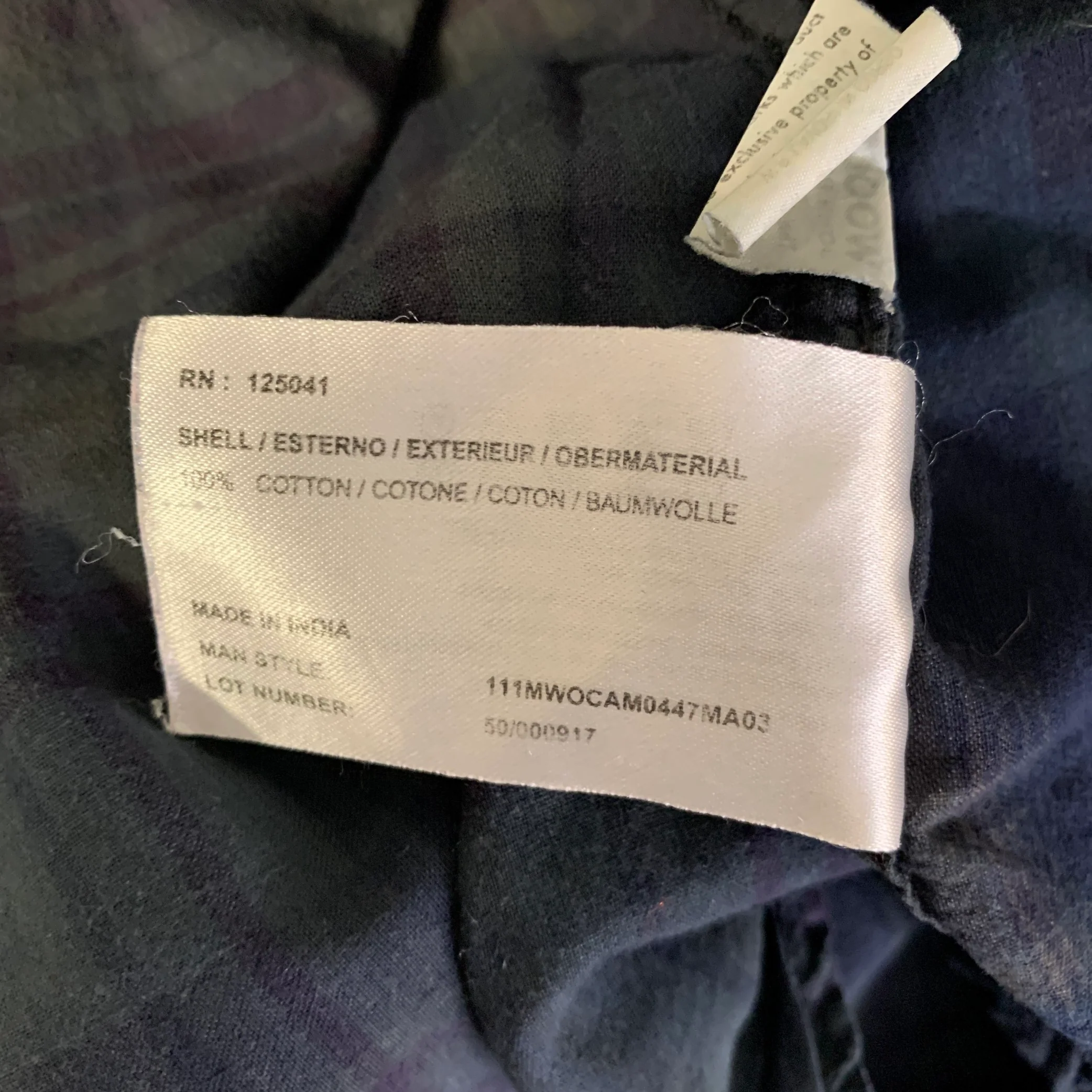 WOOLRICH Size L Navy Green Plaid Cotton Band Collar Long Sleeve Shirt - Image 7