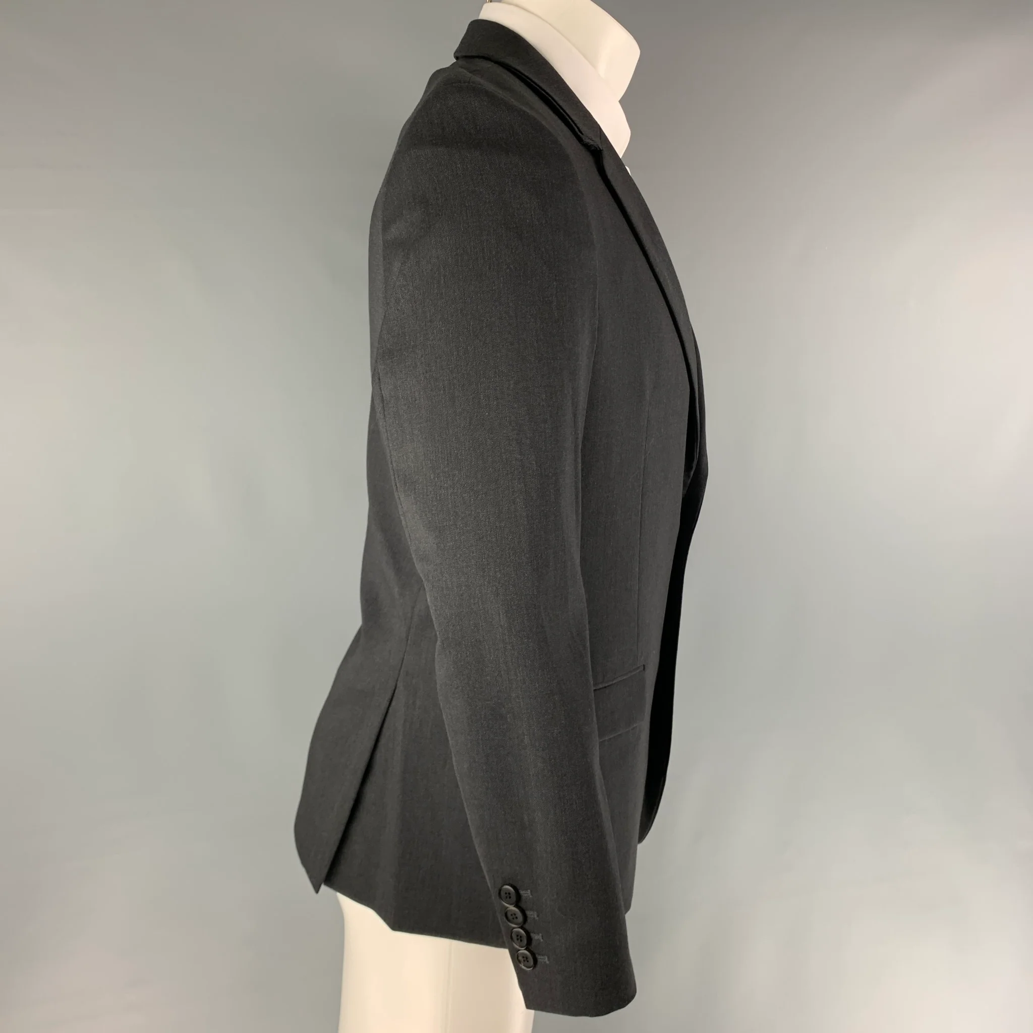 WOOYOUNGMI Chest Size 40 Grey Wool Blend Single breasted Sport Coat - Image 2