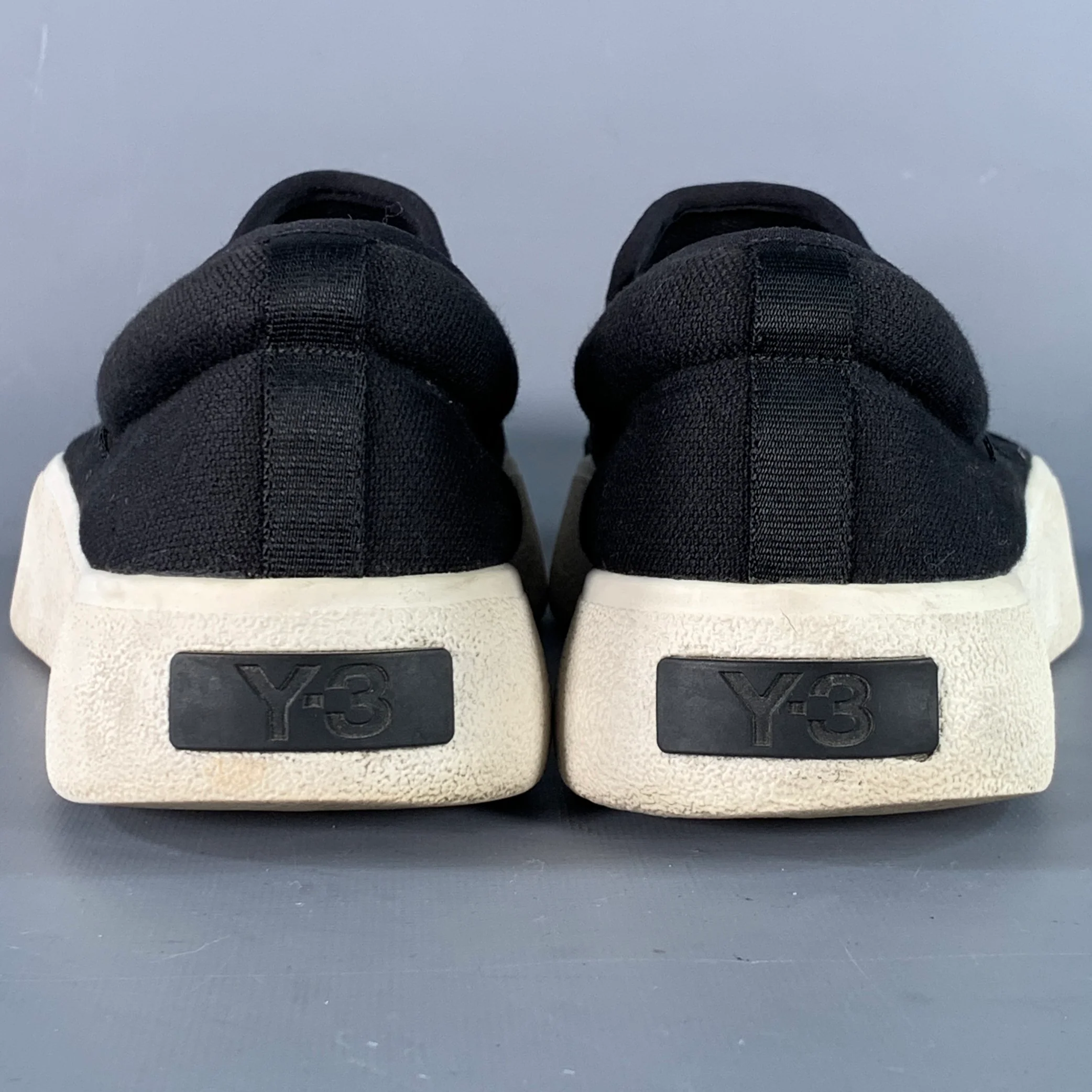 Y-3 2018 Size 11 Tangutsu Black White Logo Canvas Slip On Sneakers - Image 3