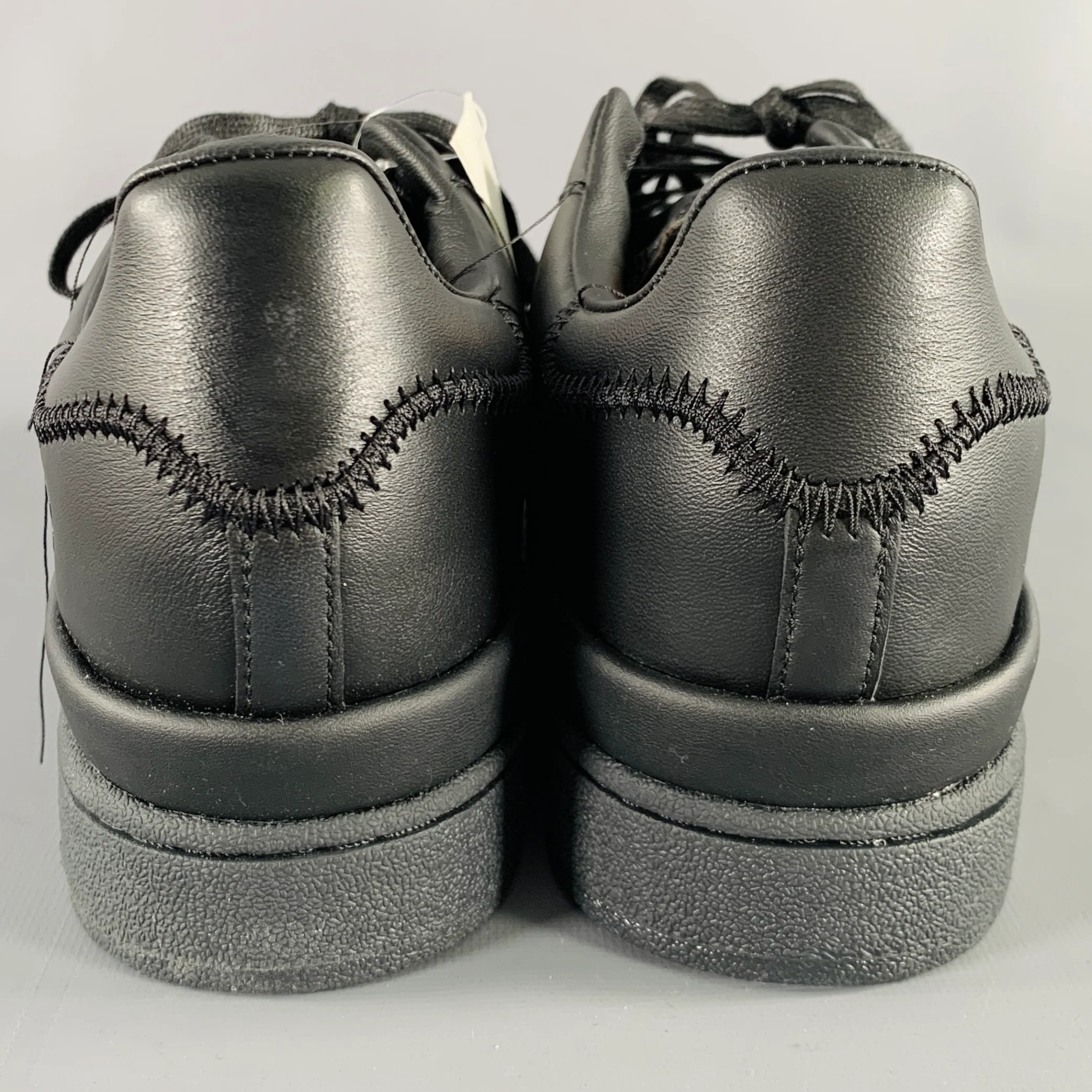 Y-3 Size 11 Hicho Black Leather Lace-Up Sneakers - Image 5