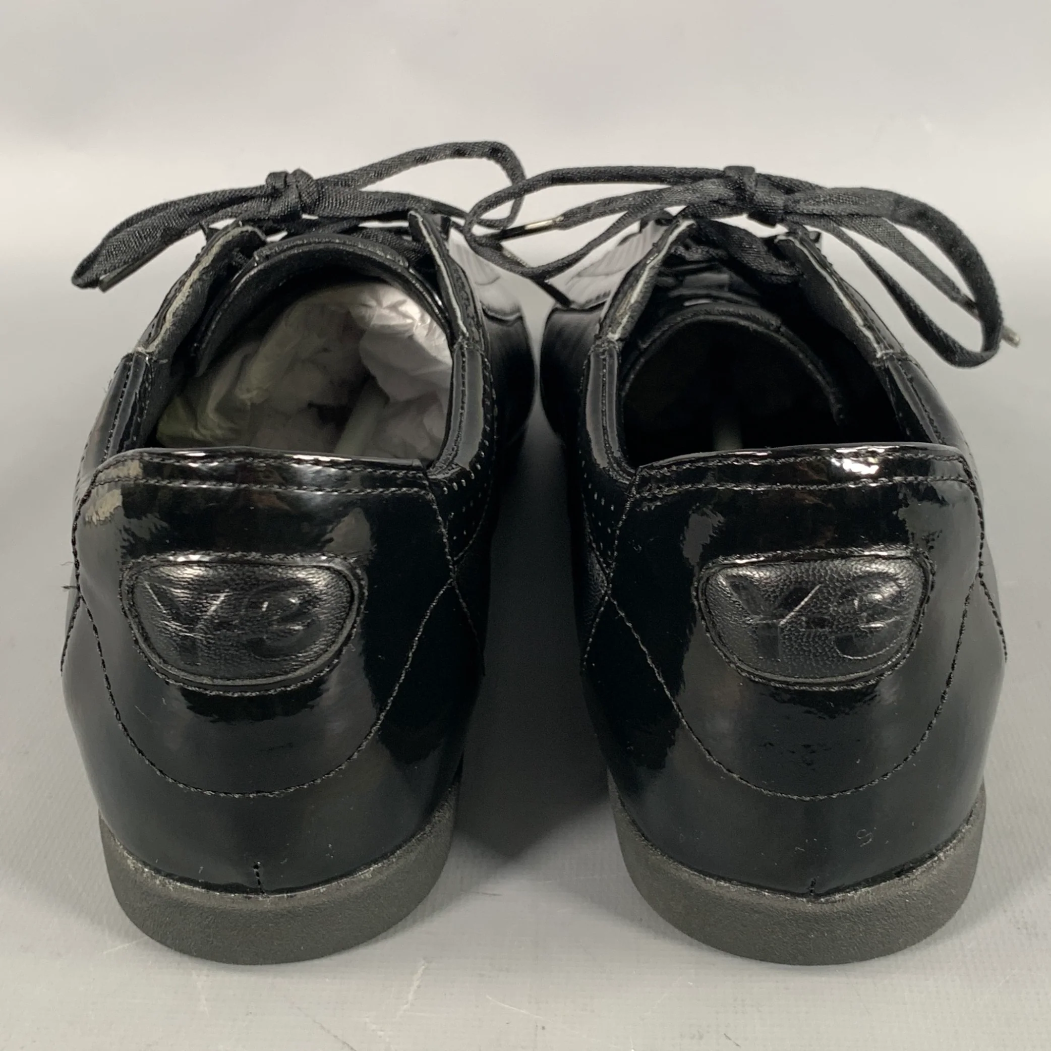 Y-3 Size 9 Black Mixed Patterns Leather Vulcanized sole Sneakers - Image 3