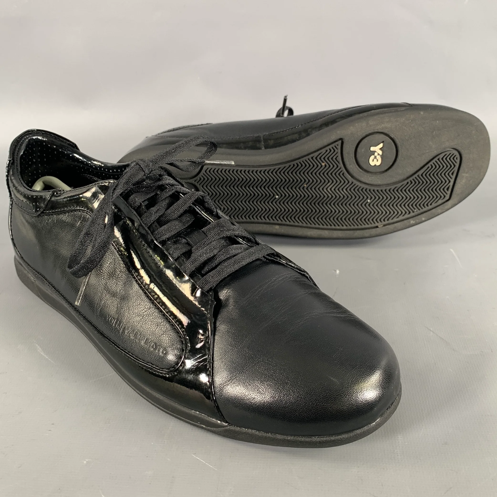 Y-3 Size 9 Black Mixed Patterns Leather Vulcanized sole Sneakers - Image 5