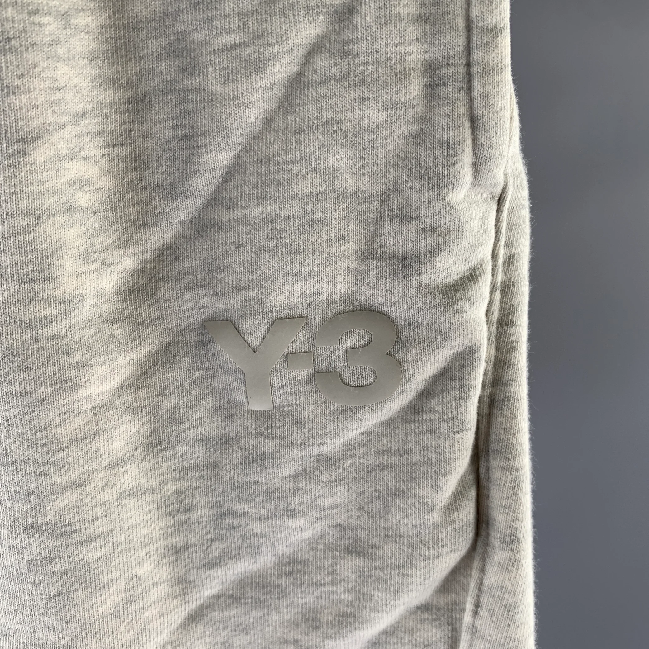 Y-3 Size L Grey Heathered Polyester Blend Sweat Shorts - Image 2