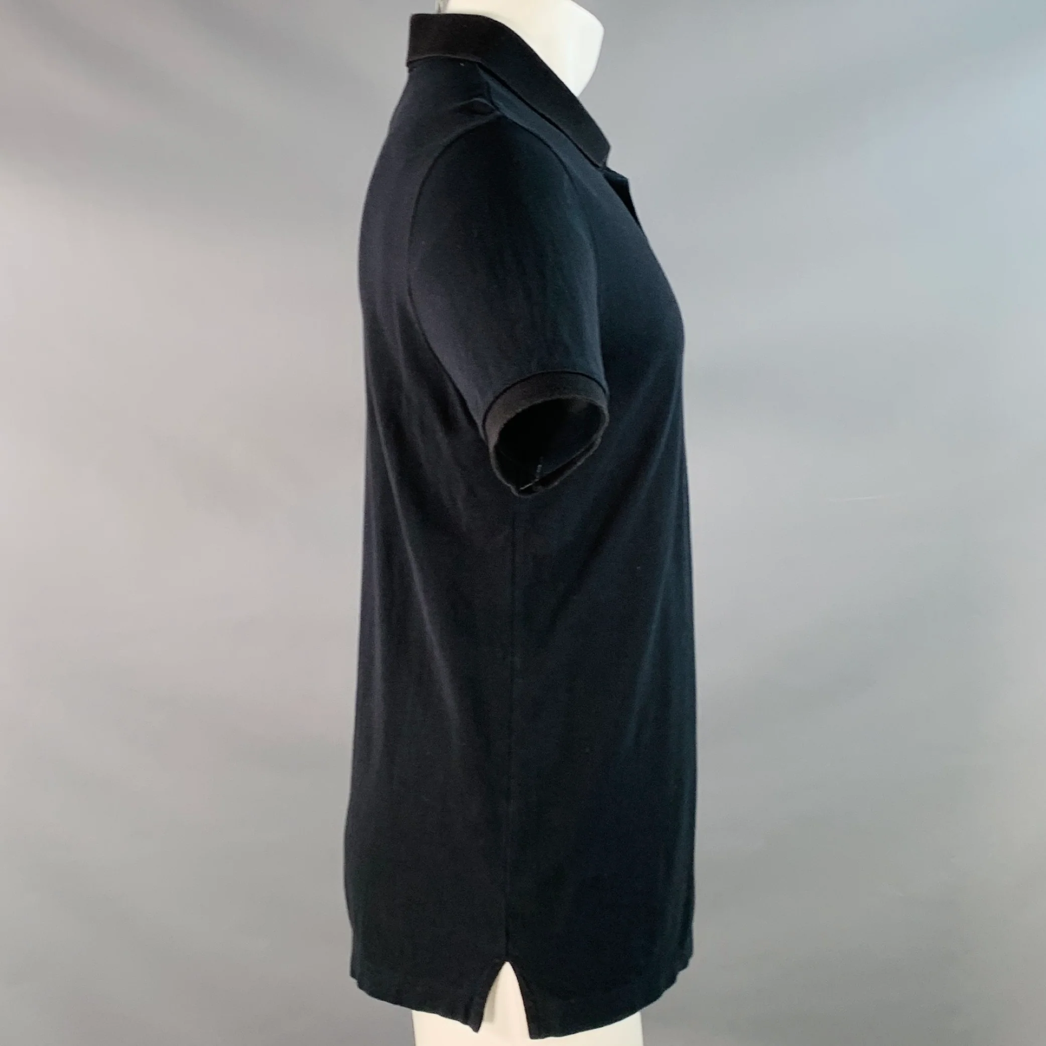 Y-3 Size M Black Cotton Logo Half Placket Polo - Image 3