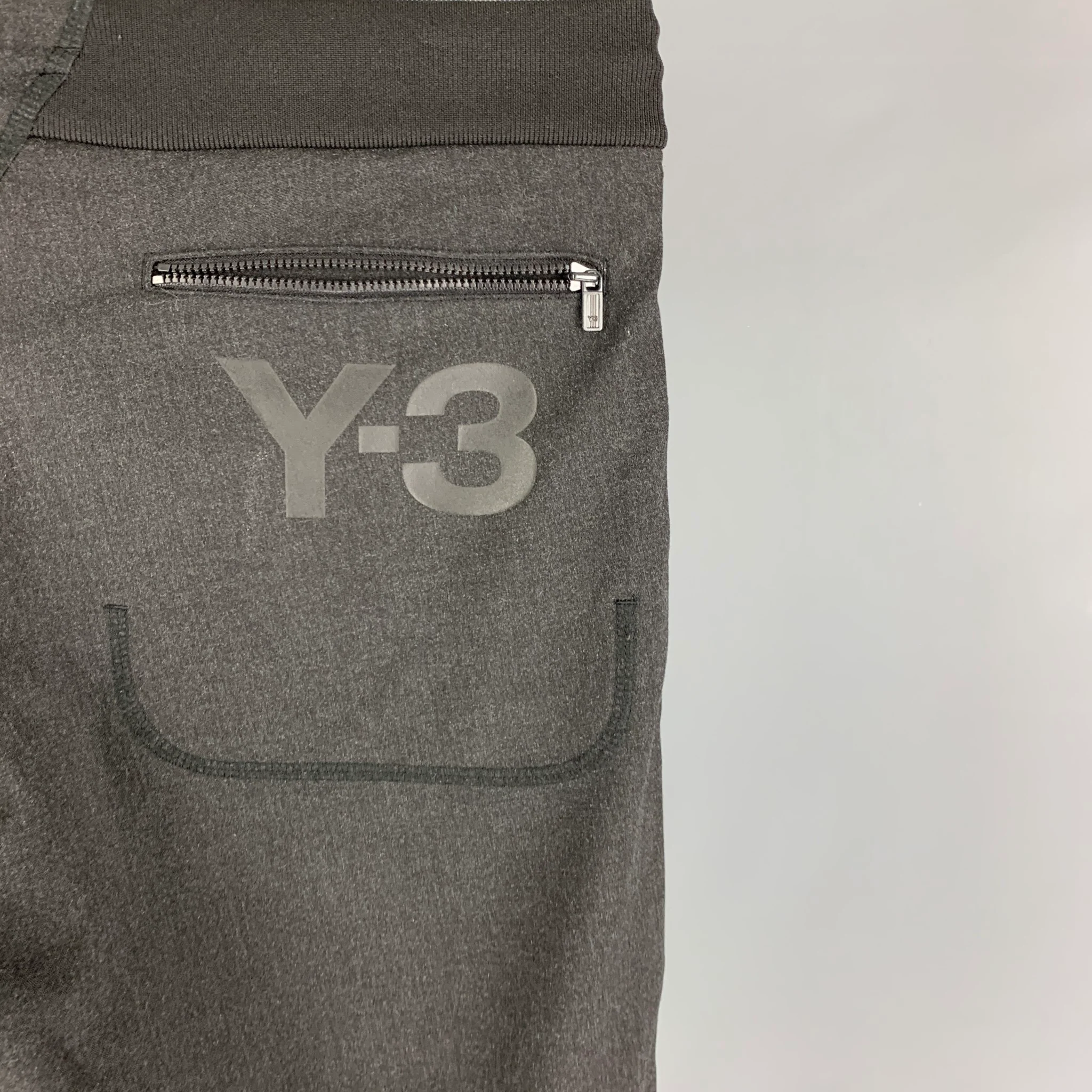 Y-3 Size M Grey Charcoal Polyester Blend Drawstring Casual Pants - Image 4