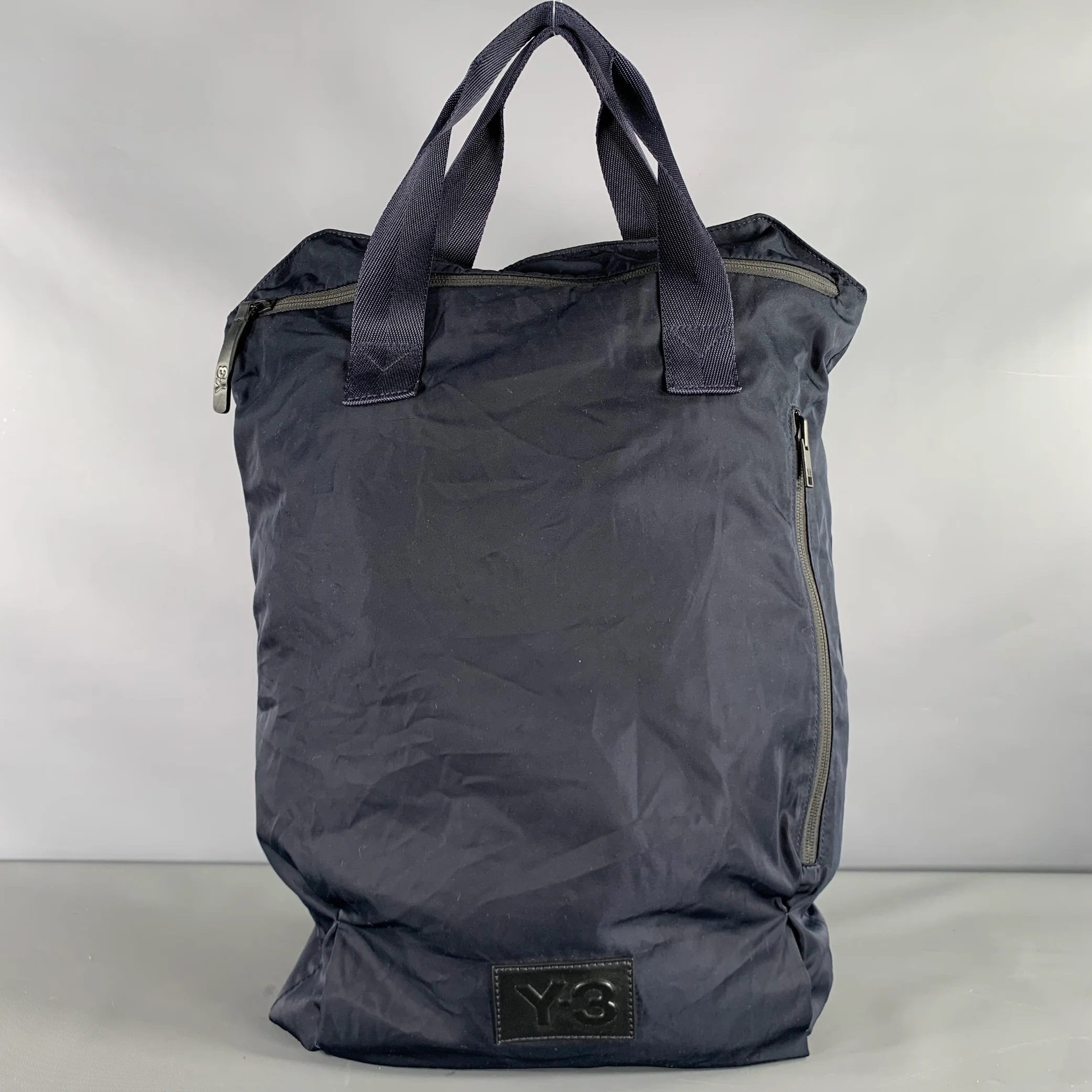 Y-3 Size One Size Navy Solid Nylon Backpack Bags